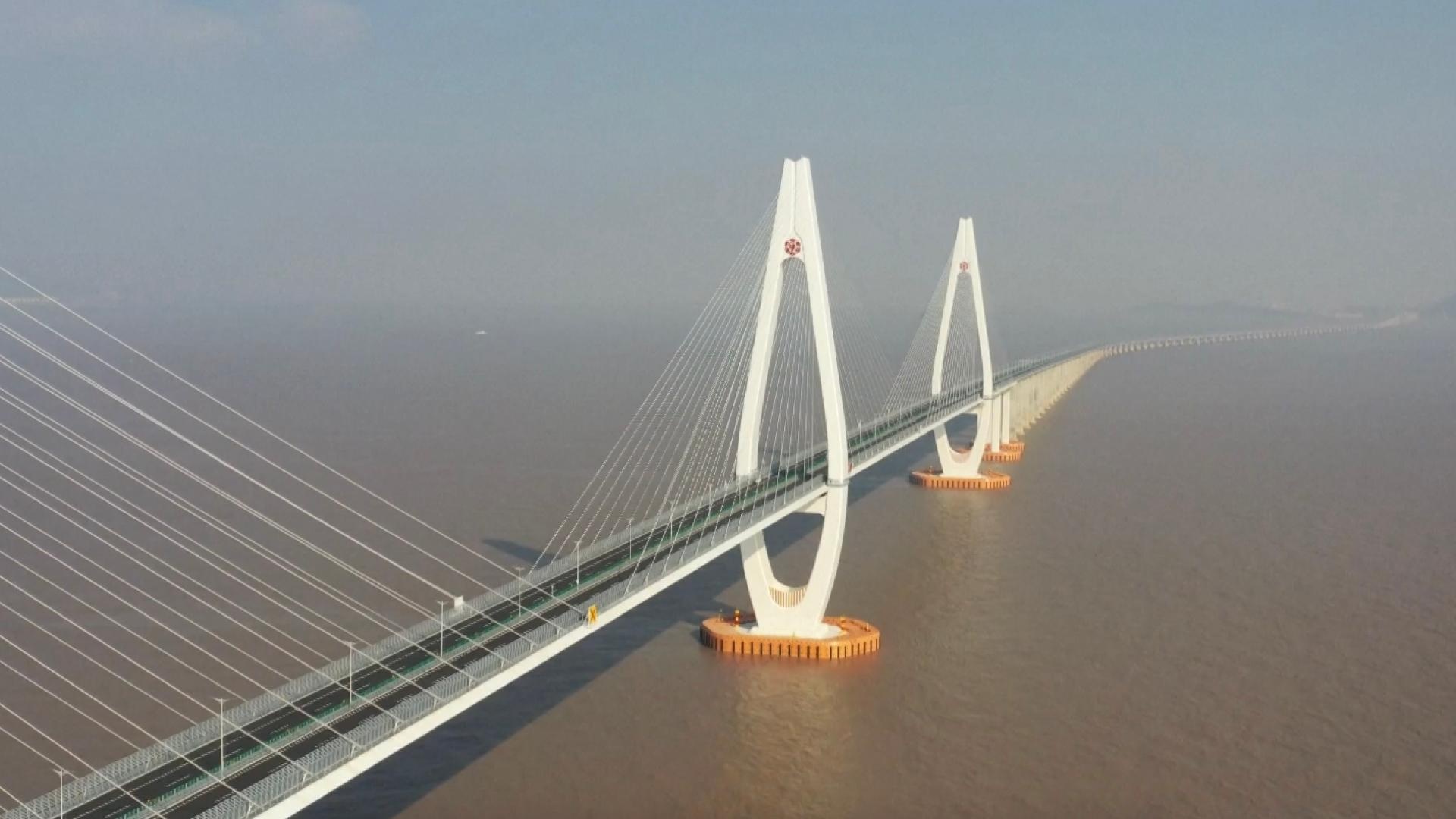 East China Sea, Cross sea bridge, Opens to traffic, CGTN, 1920x1080 Full HD Desktop