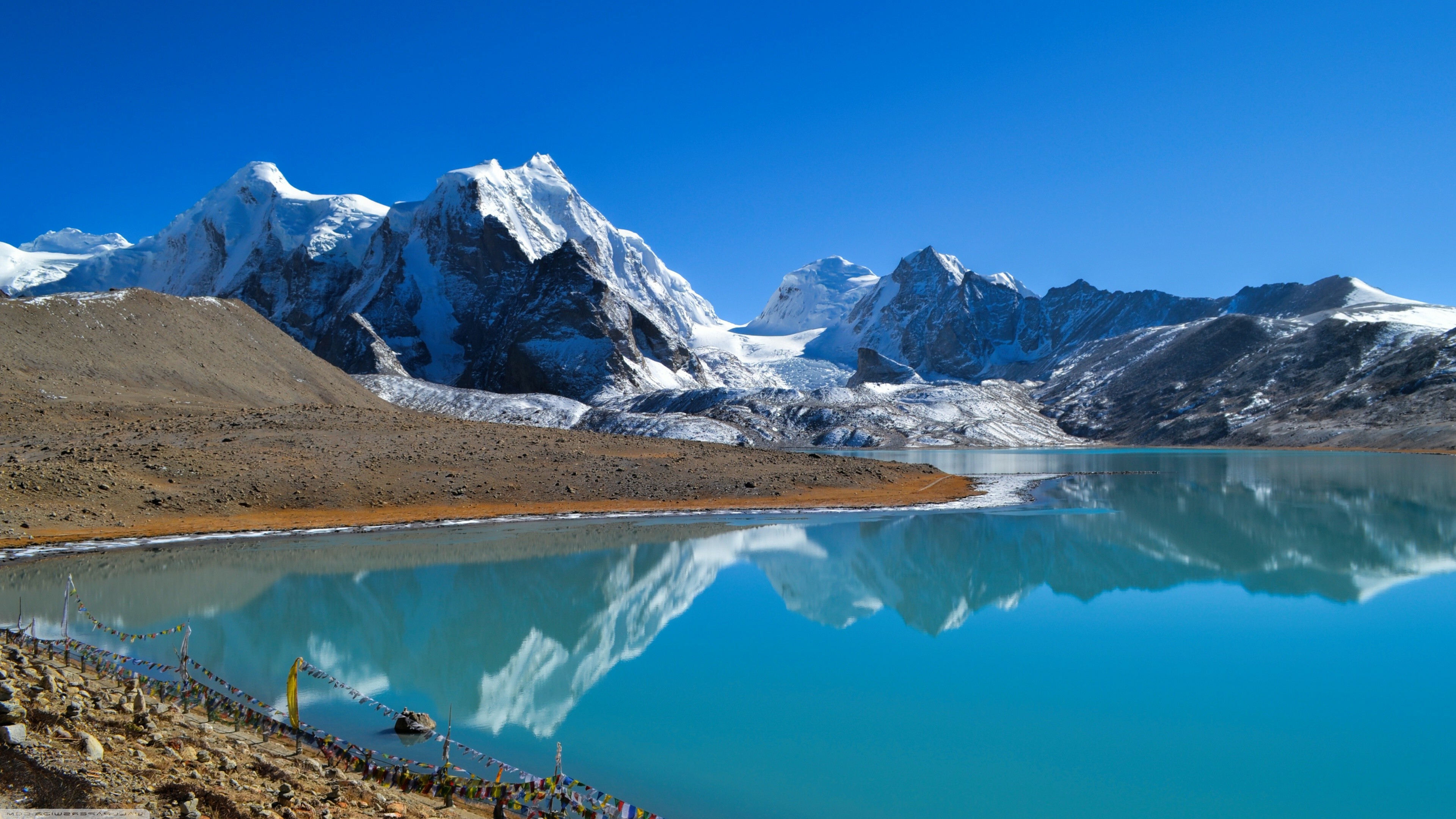 Himalayas: A mountain range in the South Asia, Lake, Landscape. 3840x2160 4K Wallpaper.
