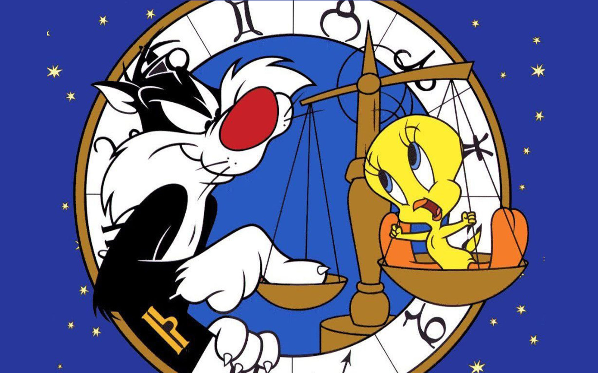 Sylvester the Cat, Looney Tunes, Tweety bird, Zodiac signs, 1920x1200 HD Desktop