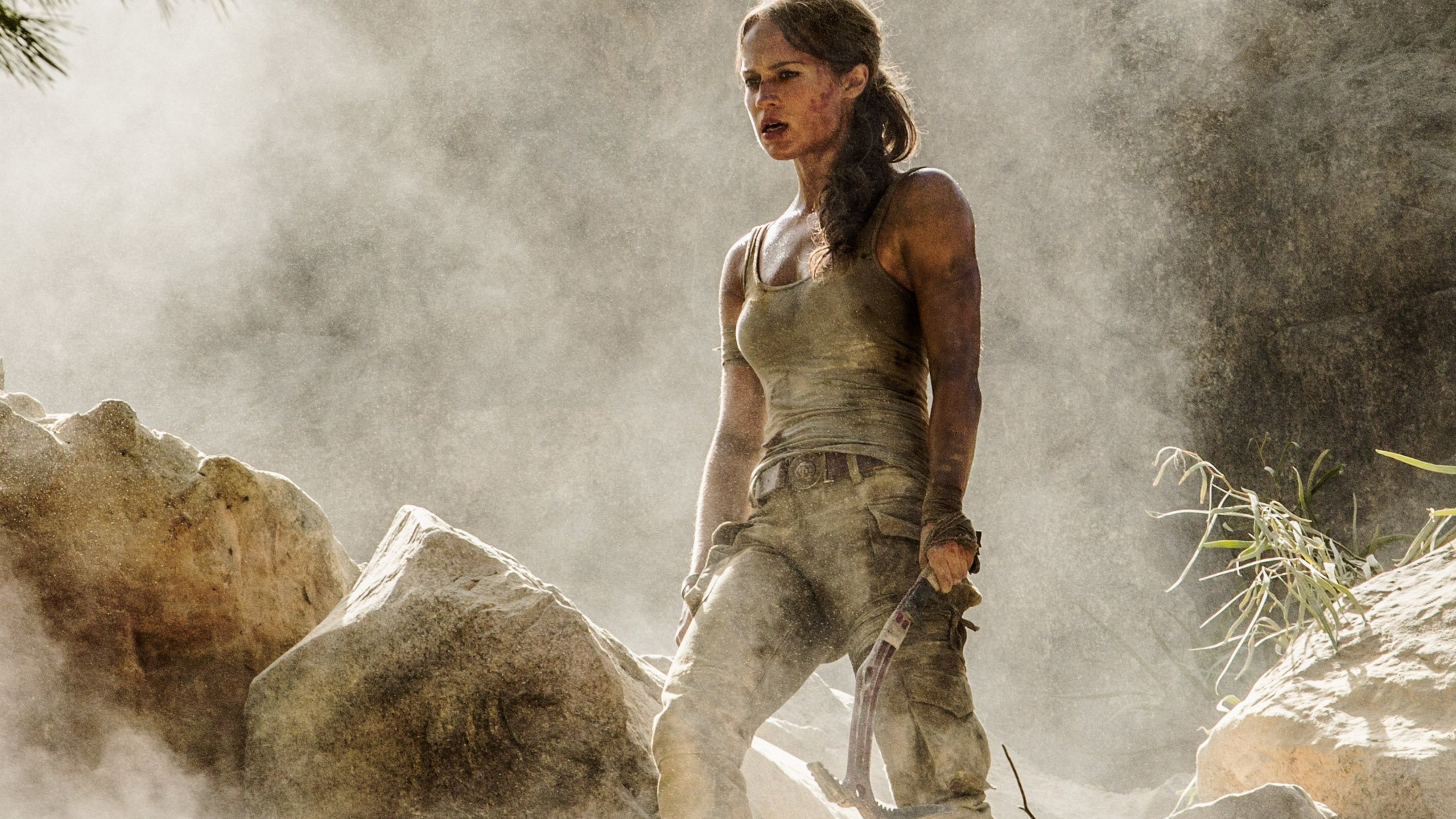 Lara Croft (Movie): The fiercely independent daughter of a missing adventurer. 3840x2160 4K Background.