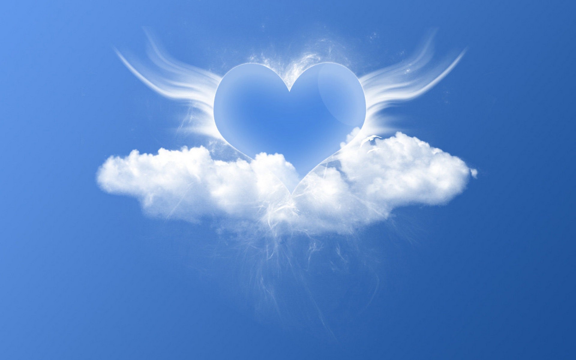 Hearts with wings, Romantic skyscape wallpaper, Love and freedom, Symbol of affection, 1920x1200 HD Desktop