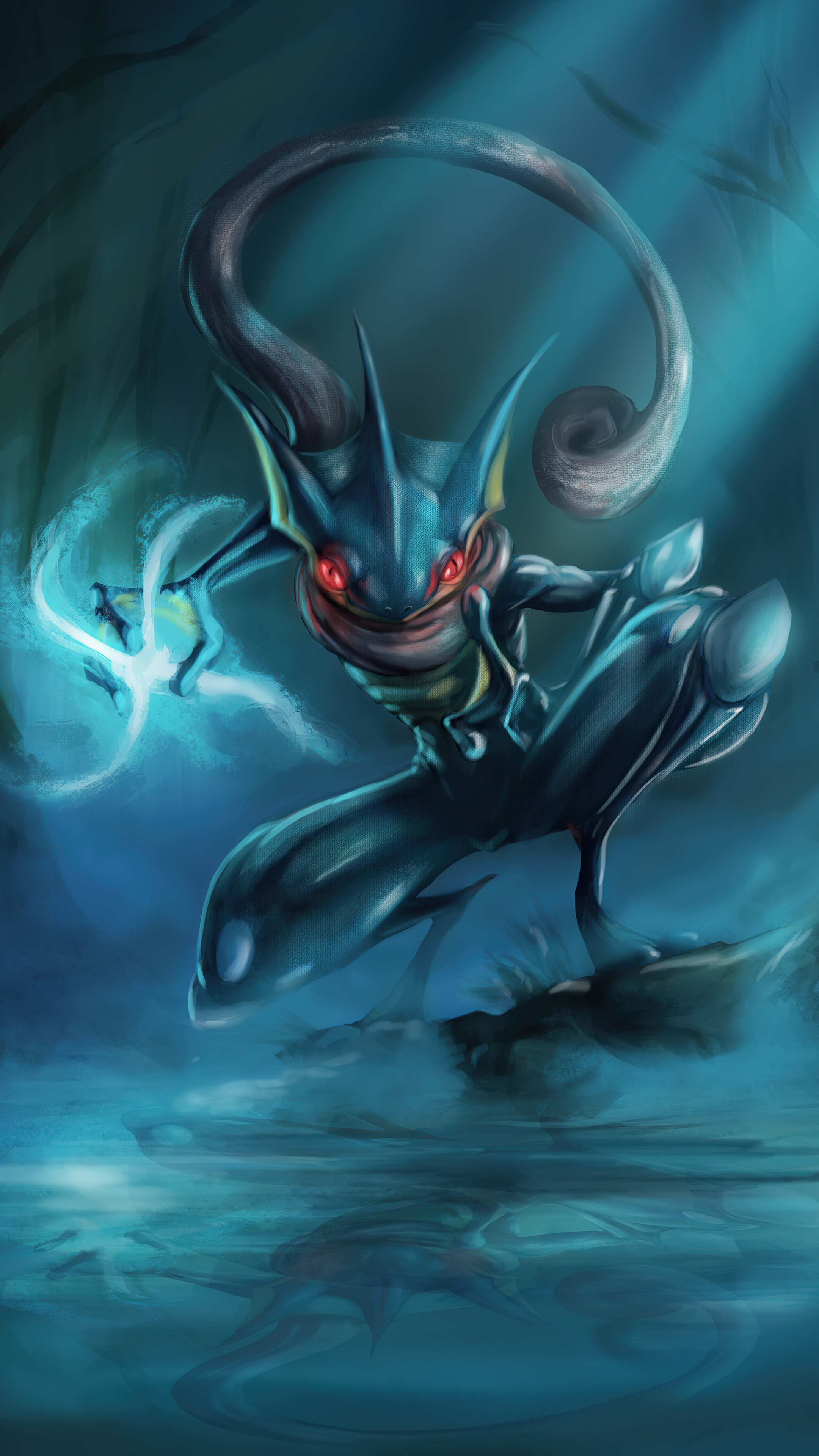 Greninja: The final evolution of Froakie, the Water-type starter Pokemon of X and Y. 2160x3840 4K Background.