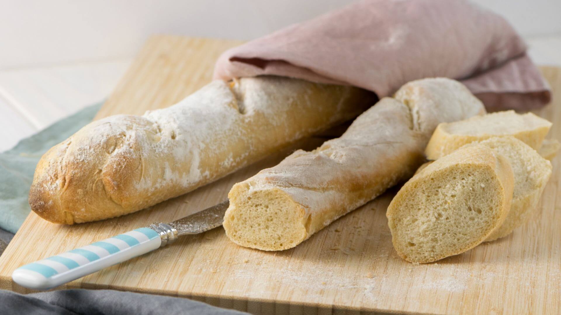 Baguette: Perfect for sandwiches or as an accompaniment to a soup or salad. 1920x1080 Full HD Background.