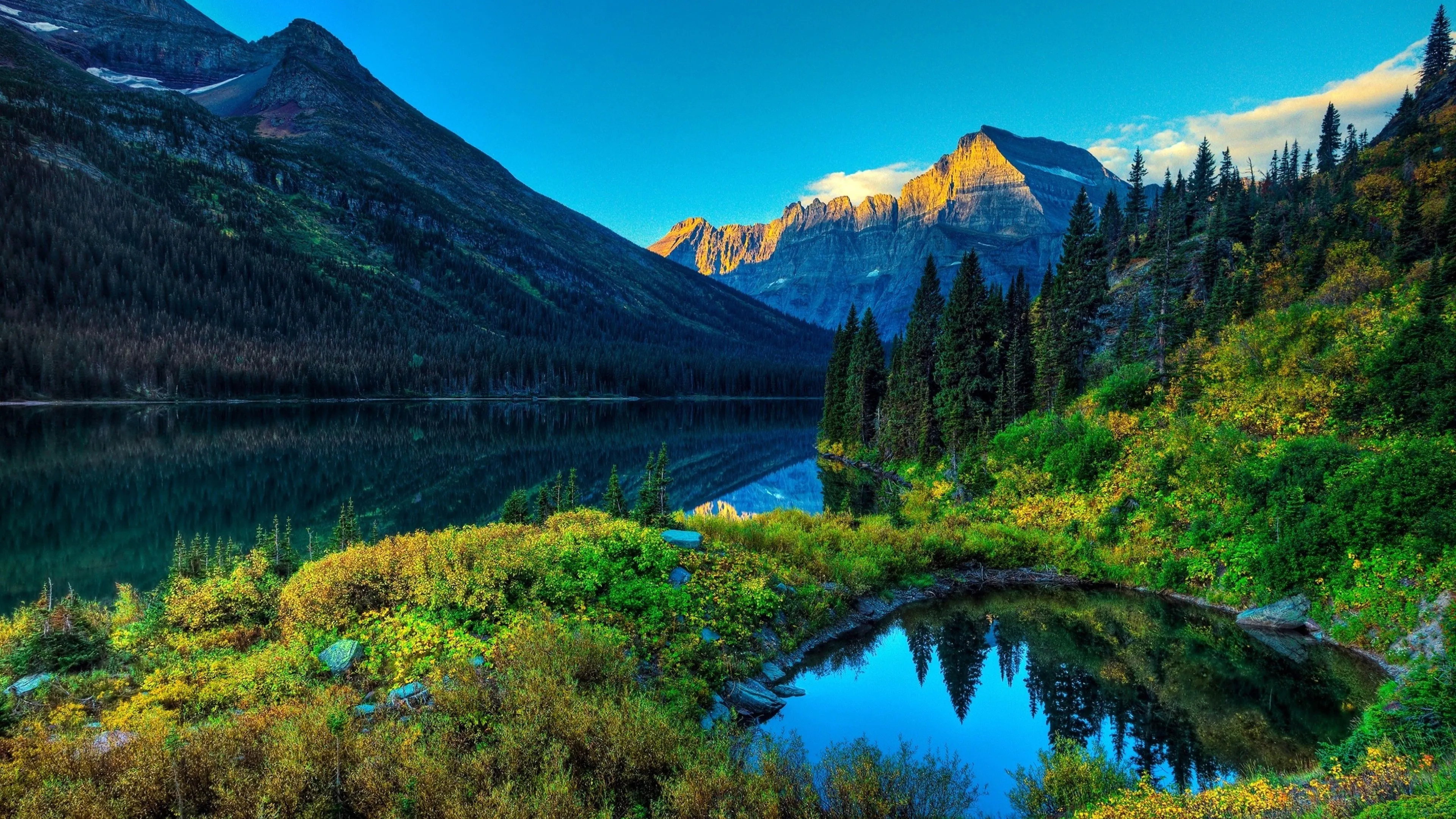 Lake at Glacier National Park Montana, 4K wallpaper for desktop, 3840x2160 4K Desktop