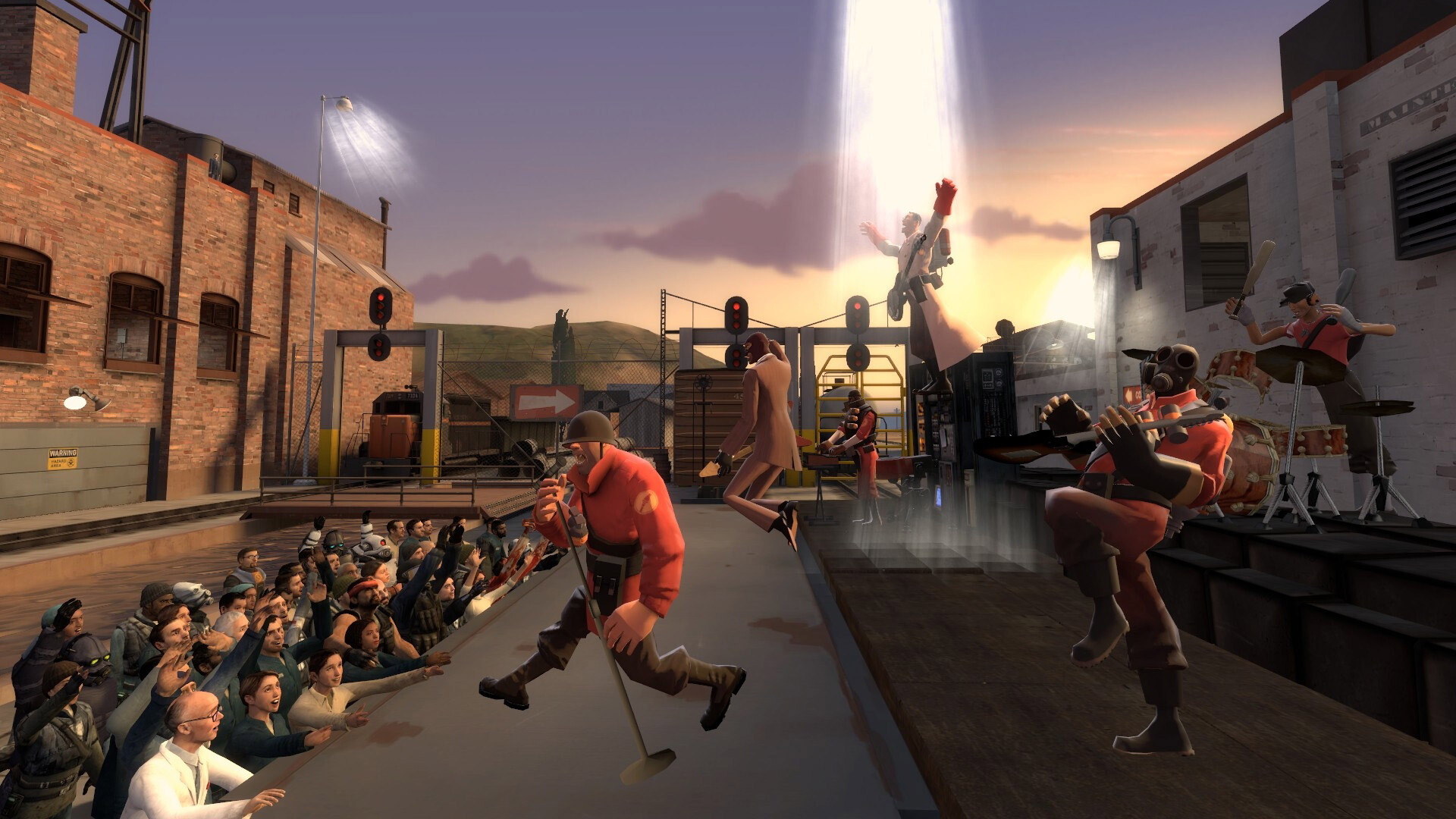 Garry's Mod: Amateur concert performed by Team Fortress 2 characters for the public from Half-Life 2, Source Engine. 1920x1080 Full HD Wallpaper.