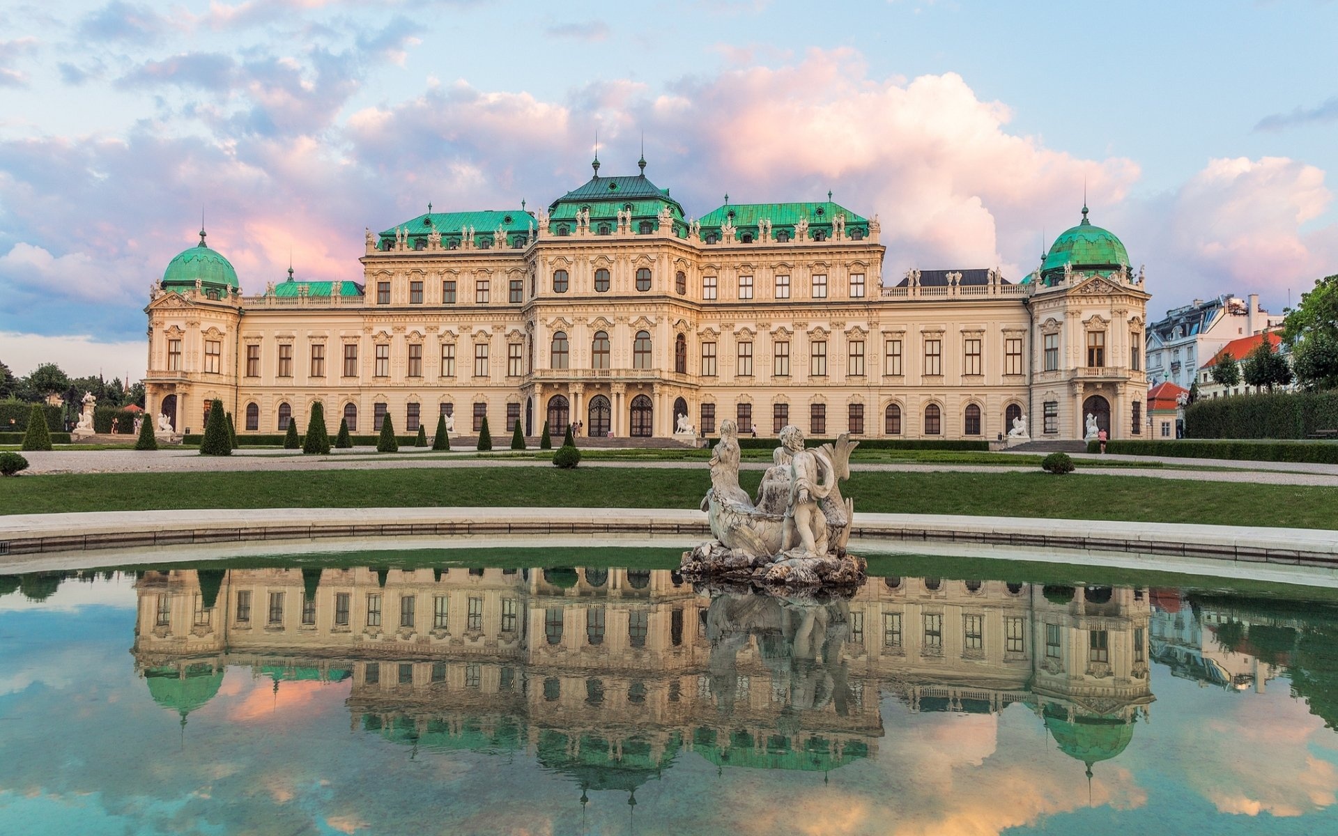 Palace: Belvedere Palace, Austrian Empire, Baroque building, 1717. 1920x1200 HD Background.
