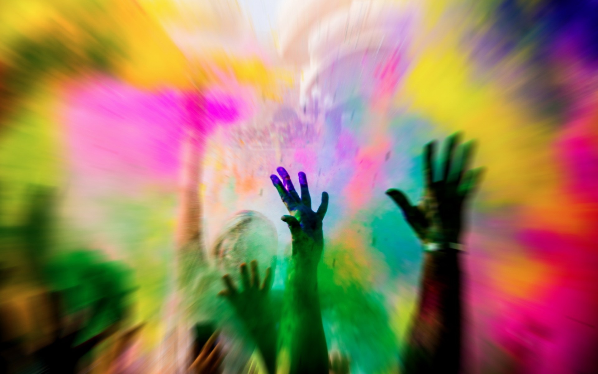 Crowd holidays color, Abstract photography, Hands in action, Vibrant powder, 1920x1200 HD Desktop
