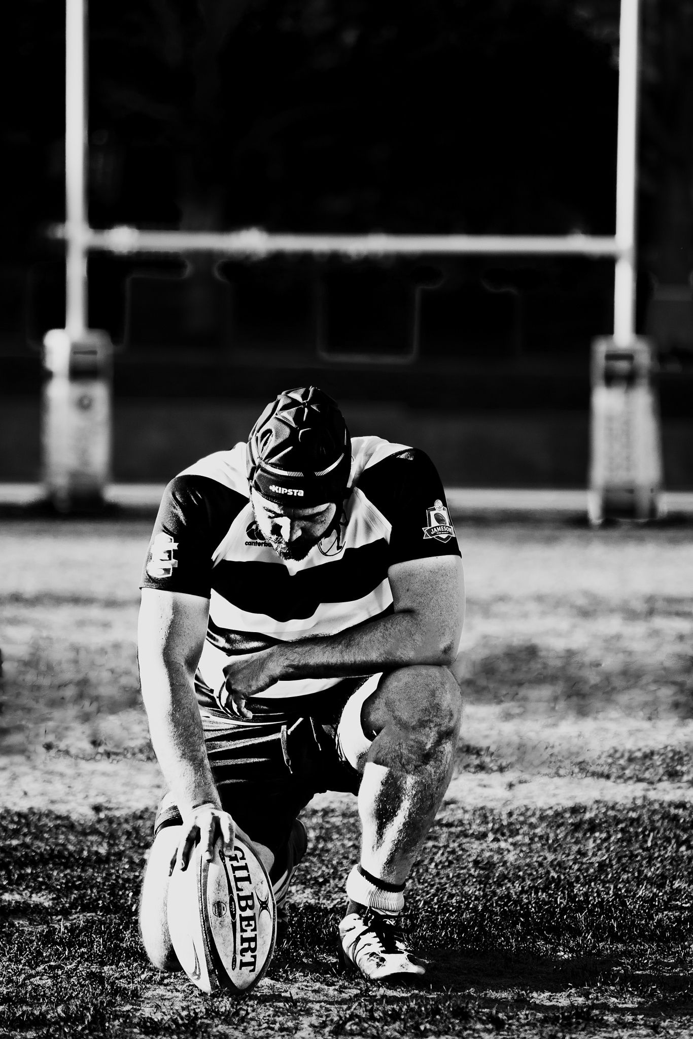 Rugby League: Monochrome footballer with a ball, A competitive ball sports discipline. 1370x2050 HD Wallpaper.