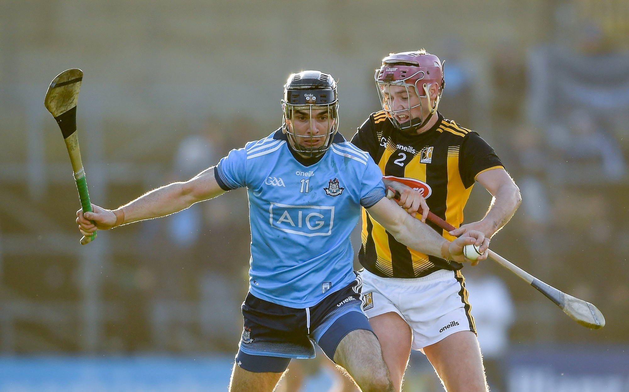 Hurling: Dublin captain Danny Sutcliffe battles for possession with Kilkenny's Ciaran Wallace. 2000x1250 HD Background.