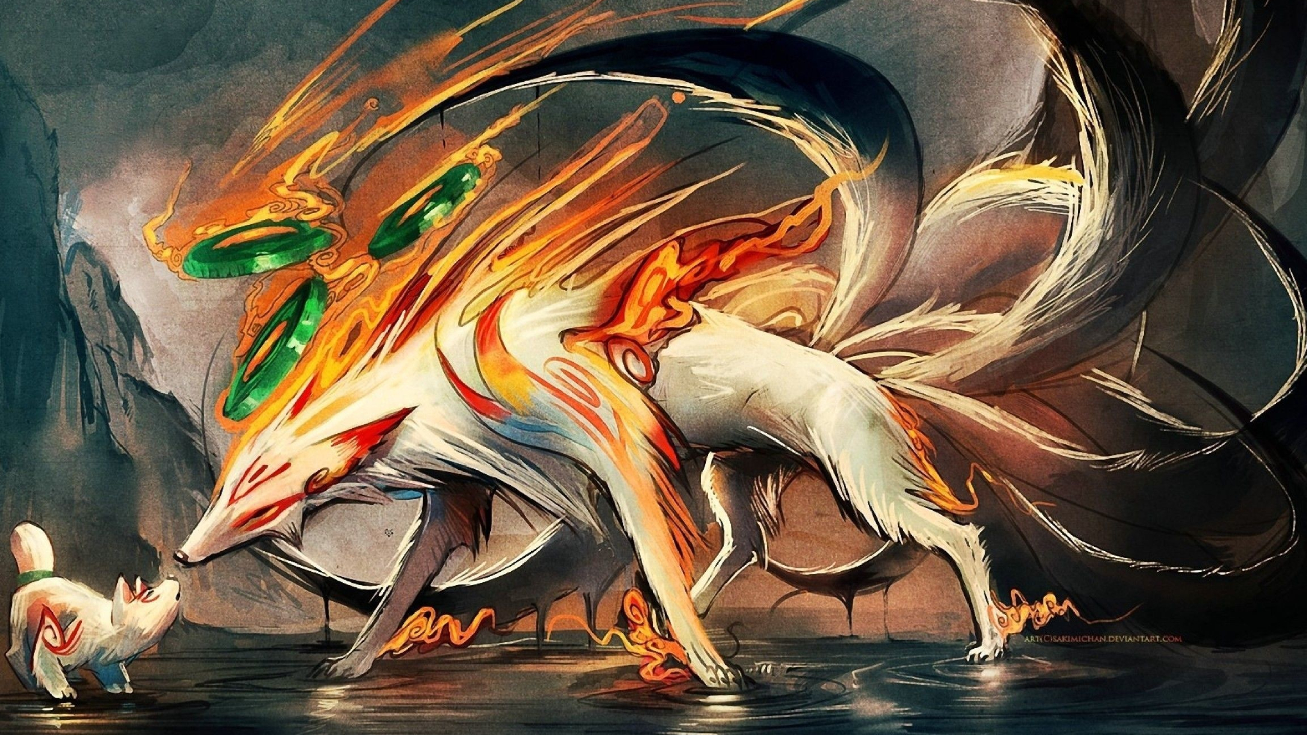 9 Tailed Fox, Mysterious legend, Powerful entity, Mythical creature, 2560x1440 HD Desktop