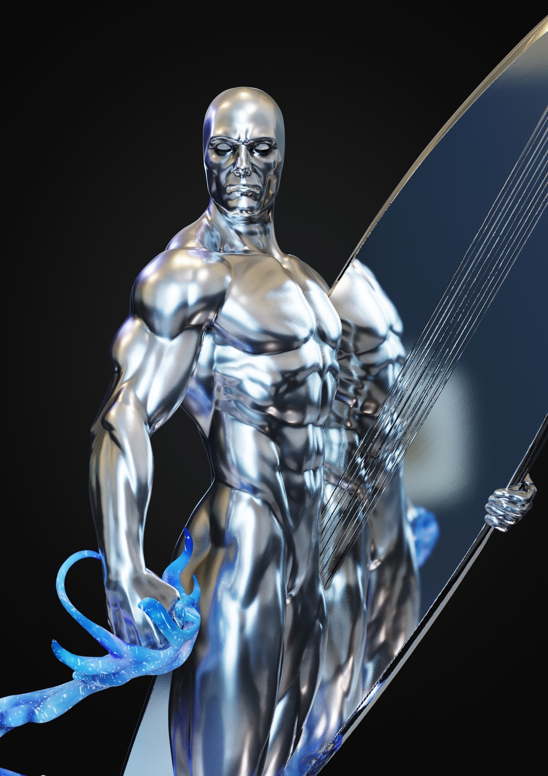 Silver Surfer artwork, Cosmic observer, Fantastic Four ally, Surfing the stars, 1920x2720 HD Handy