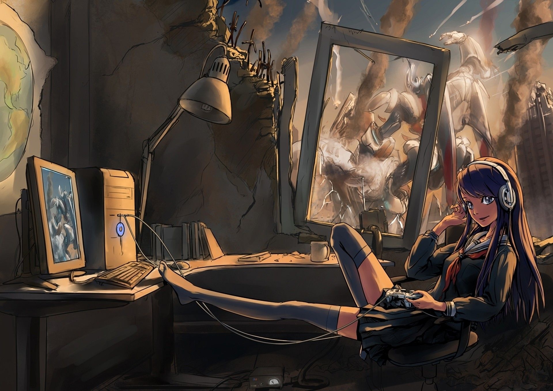 Gamer Girl, Colourful art, Gaming passion, Girl power, 1920x1360 HD Desktop