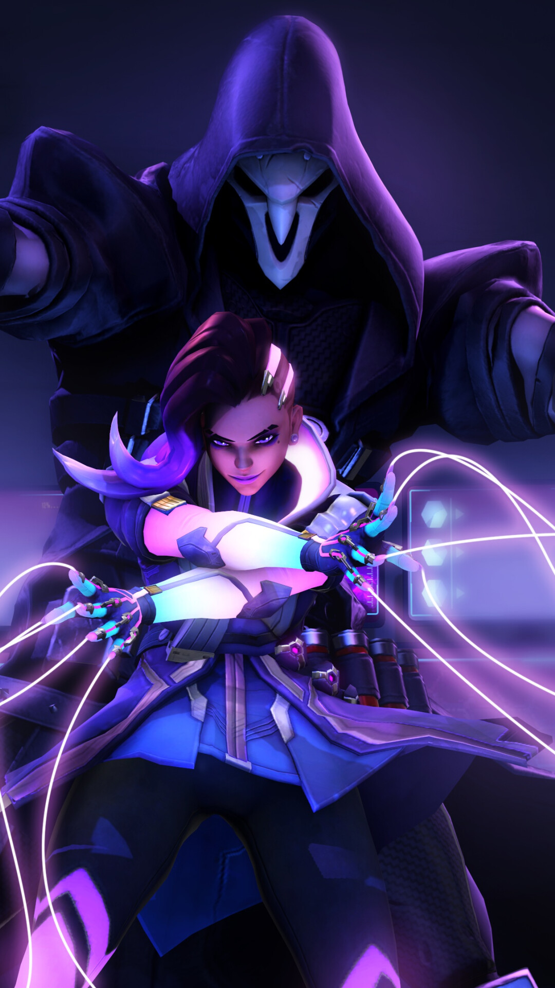 Overwatch: Reaper and Sombra, Blizzard Entertainment. 1080x1920 Full HD Wallpaper.