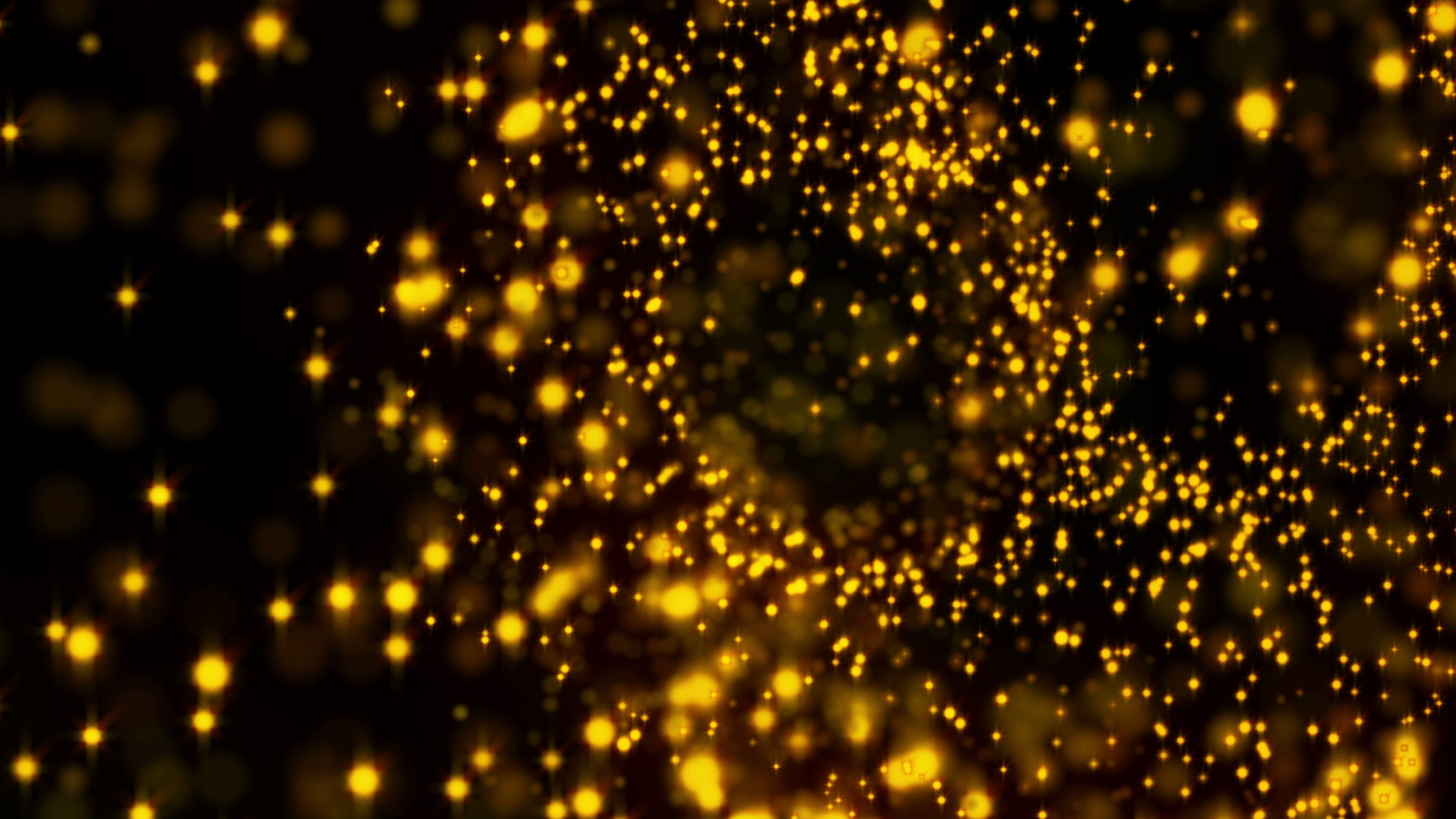 Gold Dots: Gold blurry lights, Astronomical object, Blossom of gold. 3840x2160 4K Background.