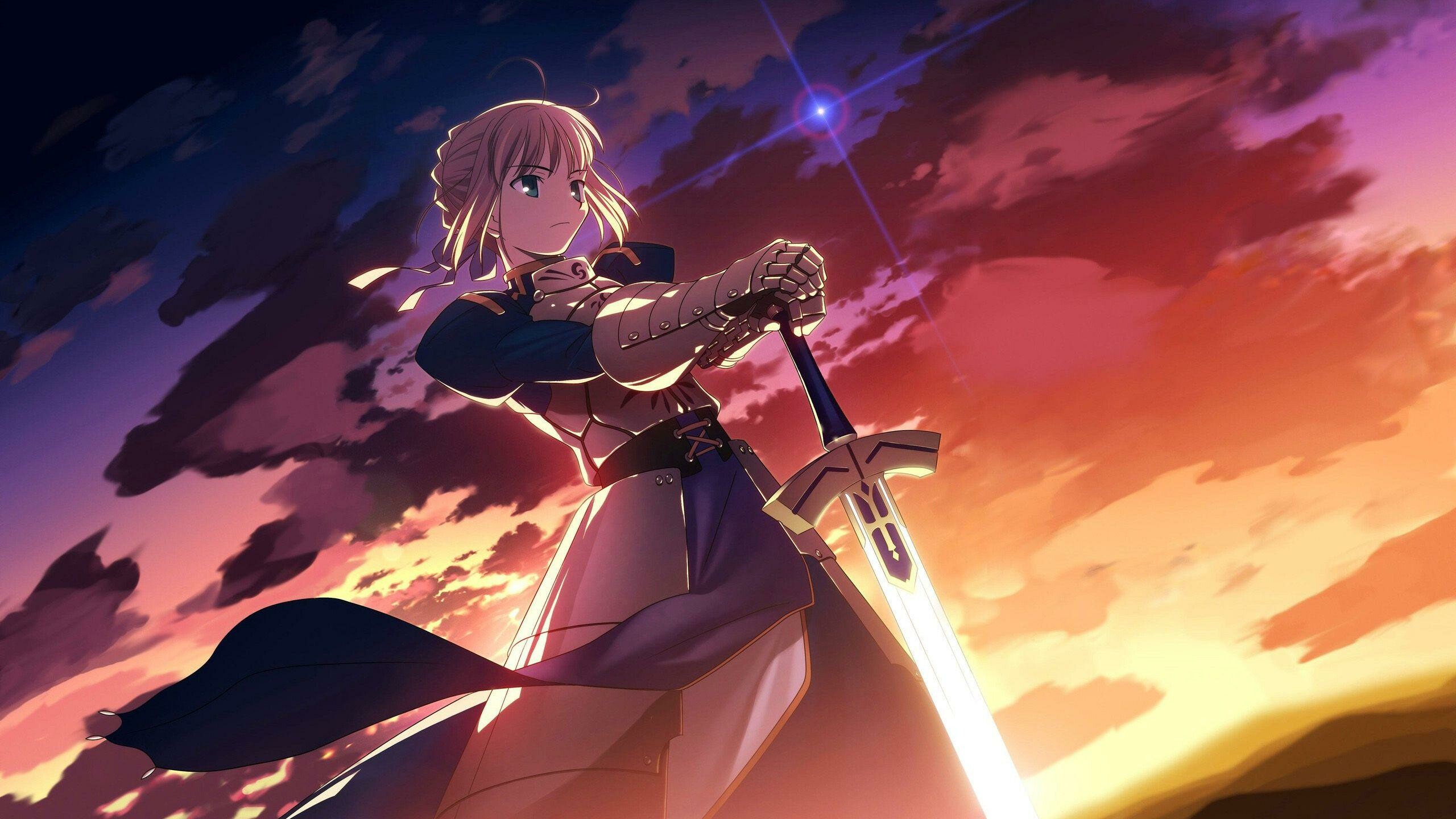 Fate/stay night: Heaven's Feel: Saber, Artoria Pendragon, Сharacter inspired by the legends of King Arthur. 2560x1440 HD Wallpaper.