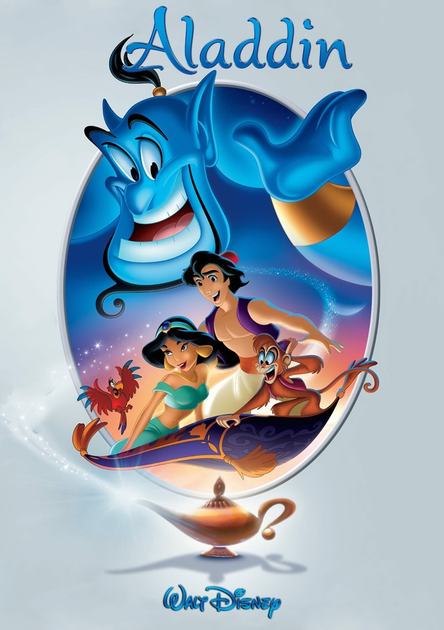 Aladdin (Cartoon): The coloring was done with the computerized CAPS process, and the color motifs were chosen according to the personality—the protagonists use light colors such as blue, and the antagonists darker ones such as red and black. 1420x2010 HD Wallpaper.