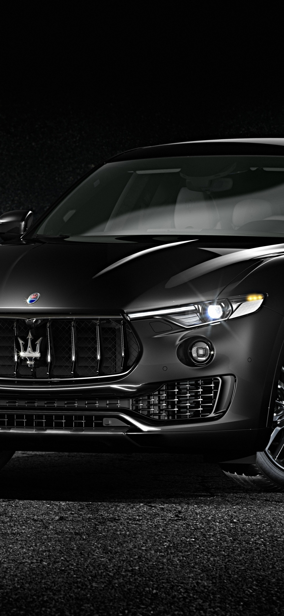 Maserati Levante, Black front sport utility vehicle, HD wallpaper, Luxurious, 1130x2440 HD Phone