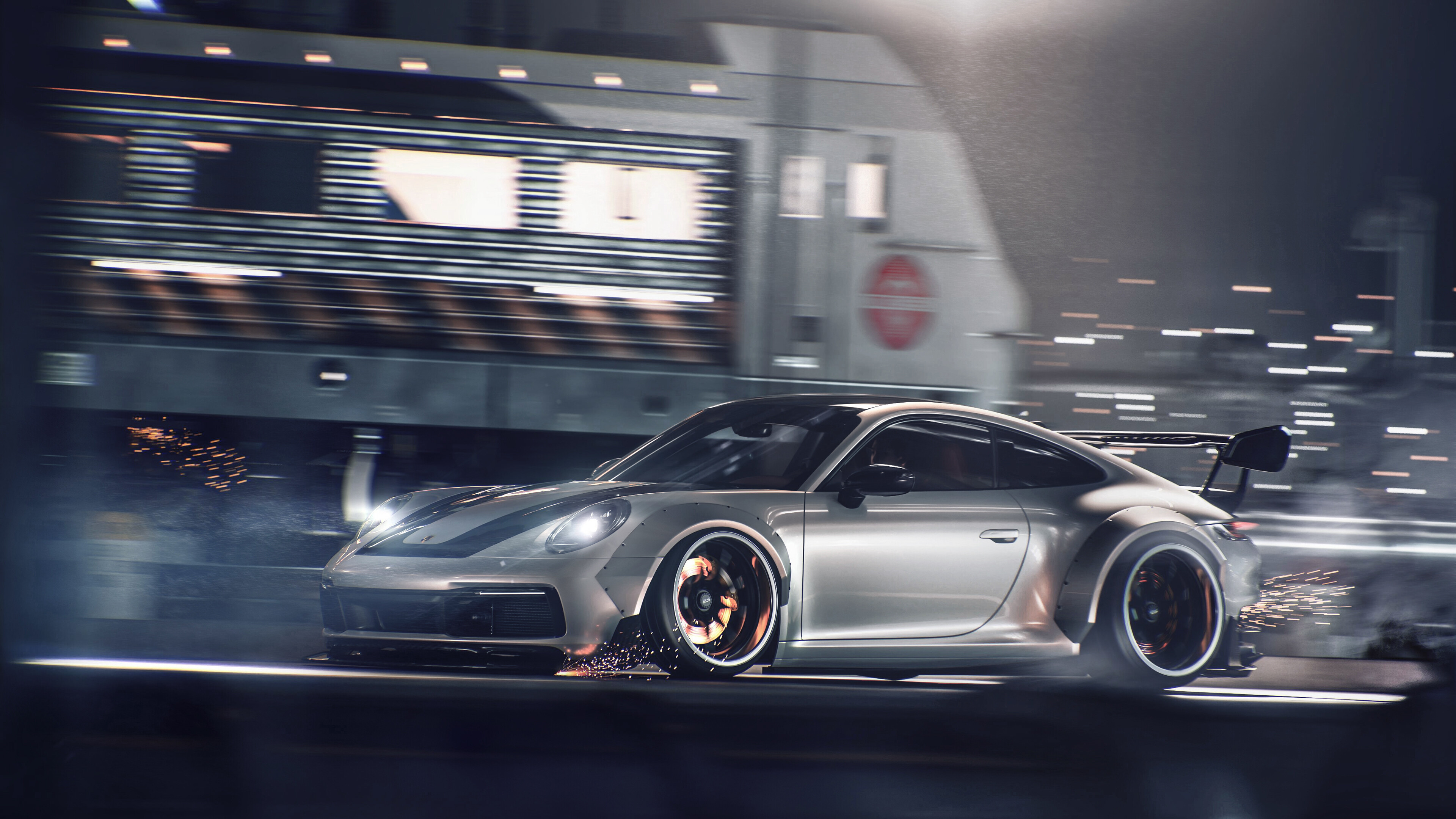 Porsche: GT3 911, The 6-speed GT sports manual transmission. 3840x2160 4K Wallpaper.