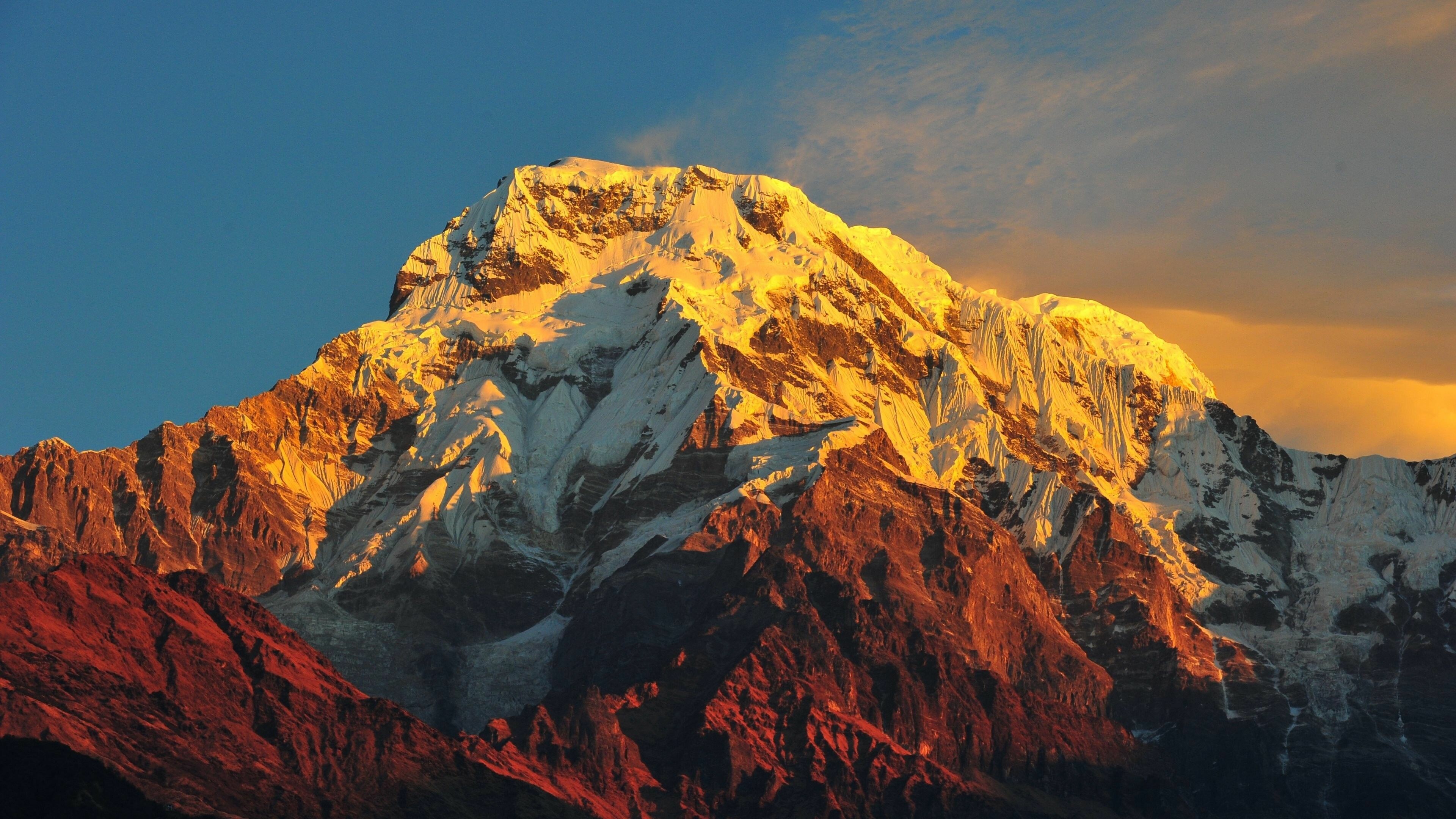 Mountain: Nature, Mount Everest in the Himalayas of Asia is the highest summit on Earth. 3840x2160 4K Wallpaper.