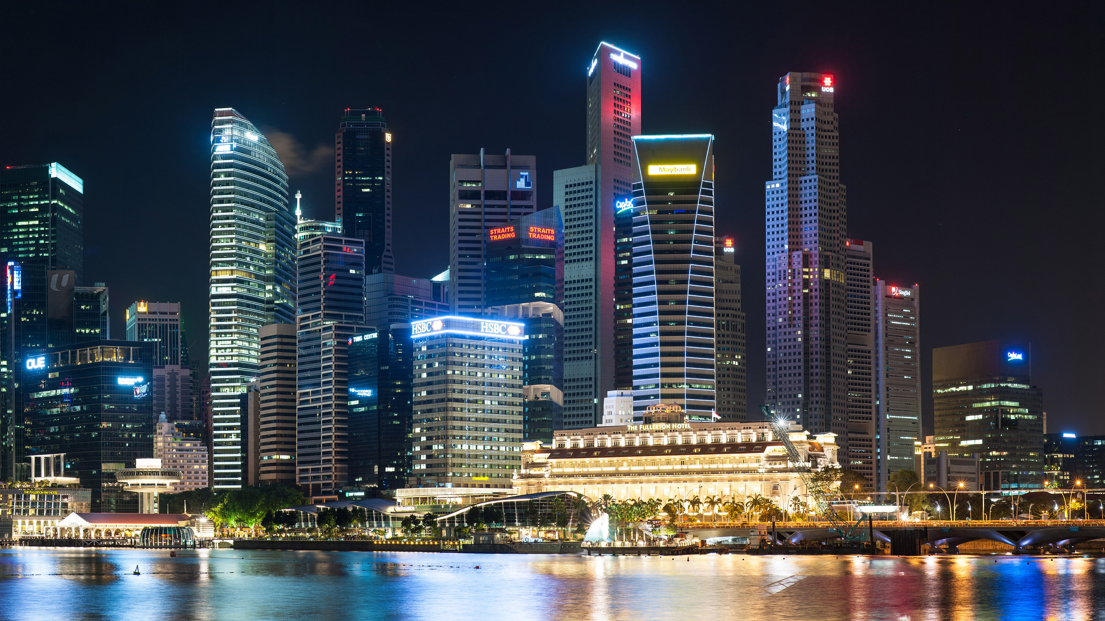 Singapore Skyline, Vibrant city lights, Urban jungle, Cultural diversity, 3840x2160 4K Desktop