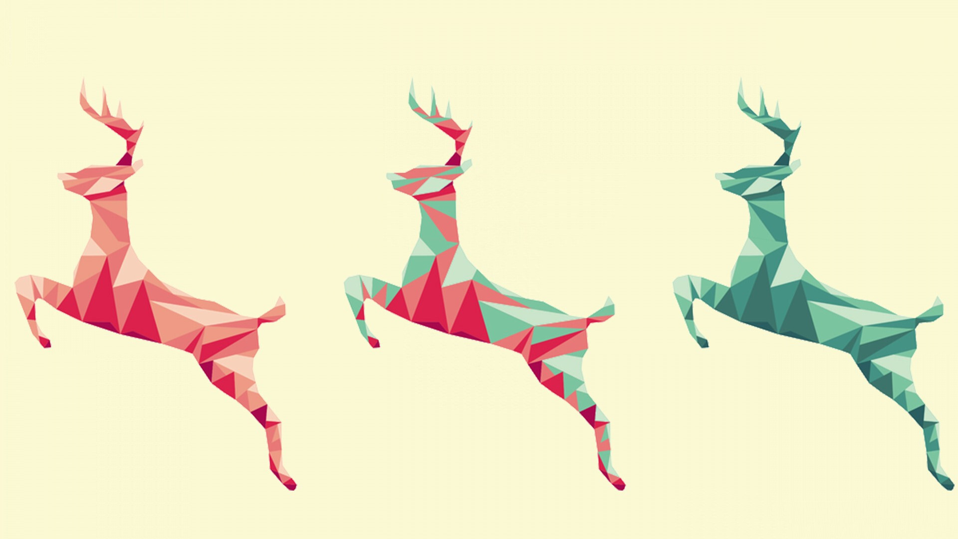 Geometric Animal: Deer polygonal vector drawing, Colorful deer in pop art style. 1920x1080 Full HD Background.