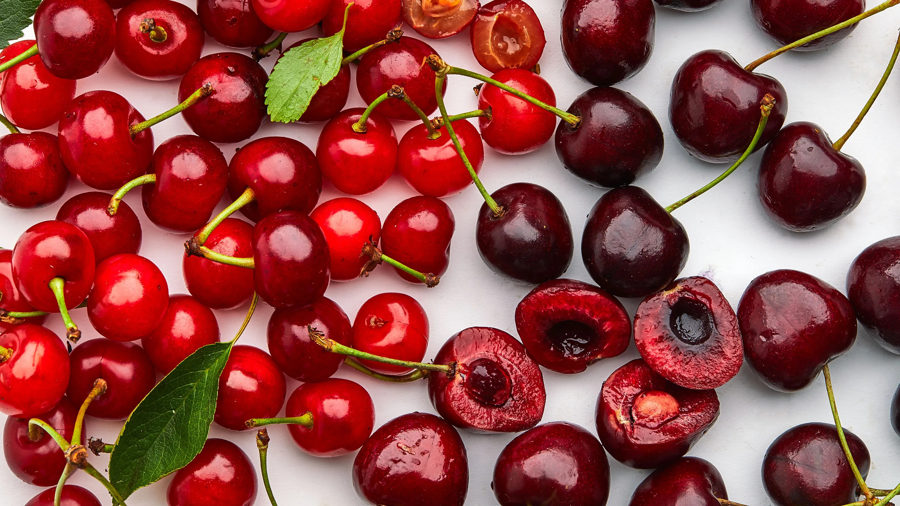 Cherry: Sweet and sour cherries, Prunus avium, Prunus cerasus. 3000x1690 HD Background.
