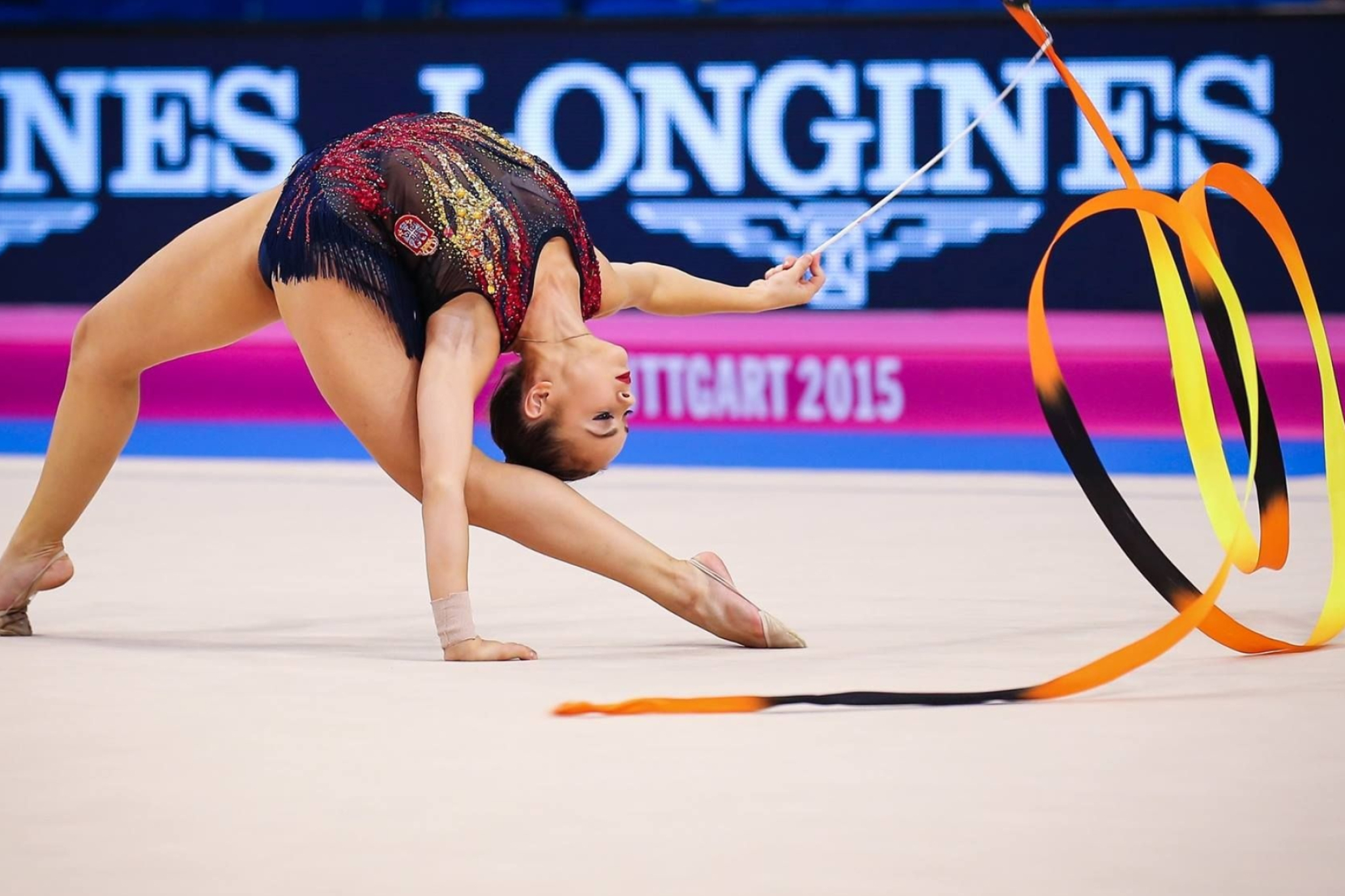 Rhythmic Gymnastics: The Longines Prize for Elegance competition, Sports choreography with a ribbon. 2050x1370 HD Wallpaper.