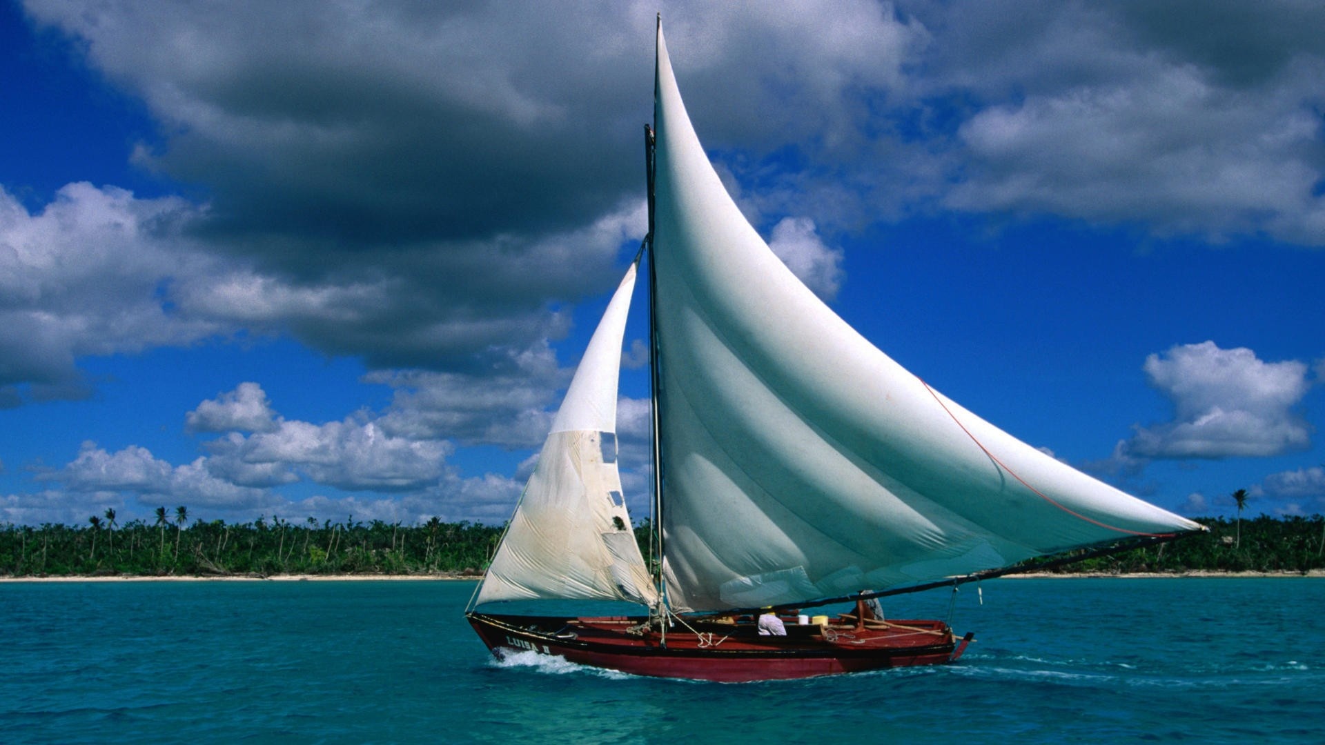 Sail boat travels, Fishing adventure, Beautiful sunset, Cloudy sky, 1920x1080 Full HD Desktop