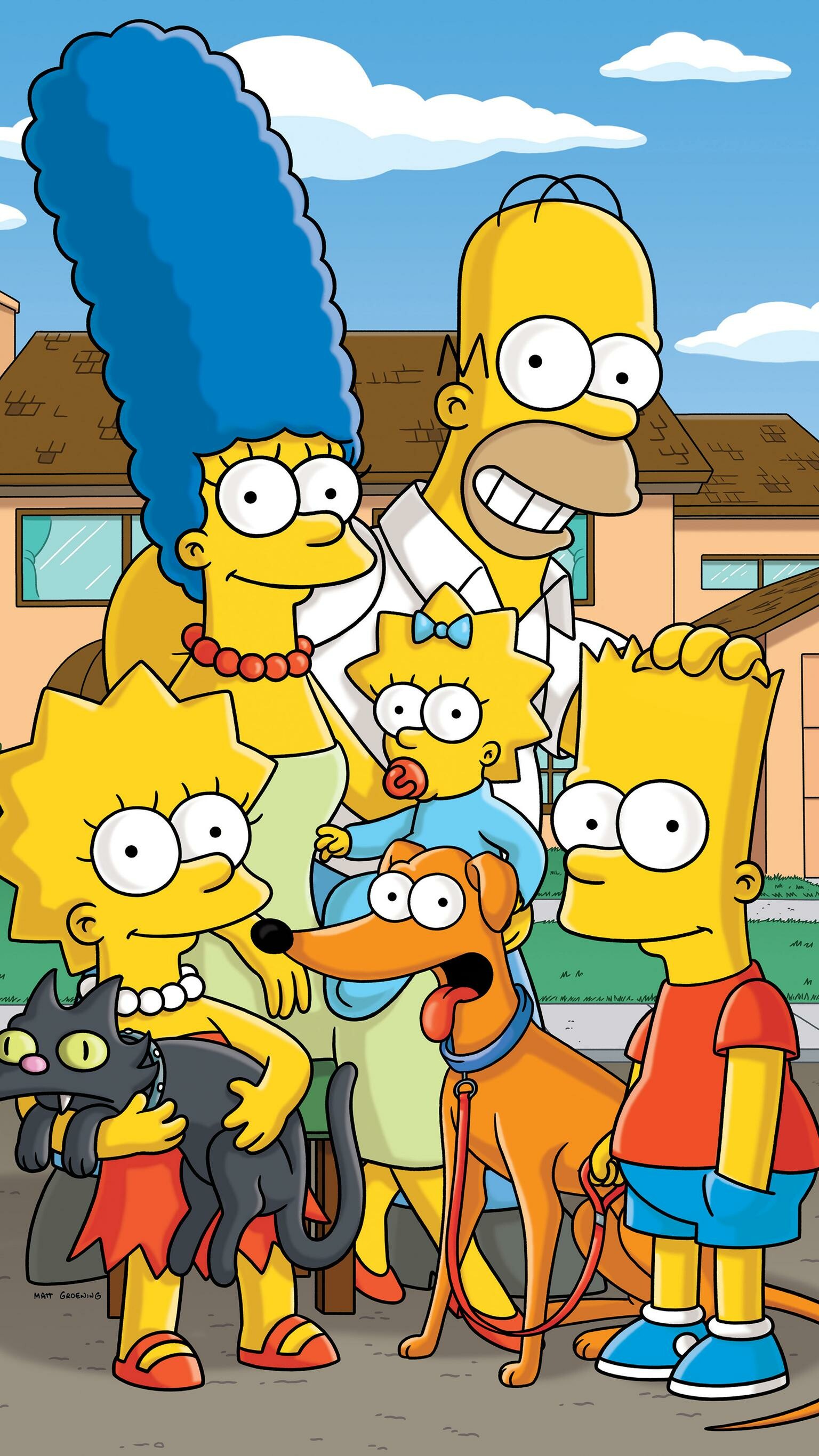The Simpsons: The show parodies American culture and society, television, and the human condition. 1540x2740 HD Background.