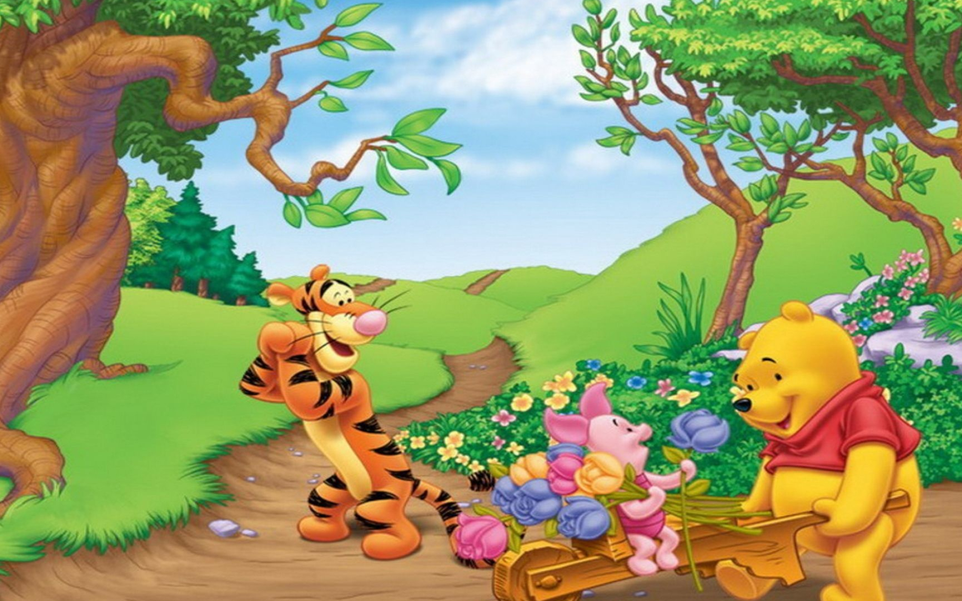 Piglet, Animation, Winnie-the-Pooh, Spring backgrounds, 1920x1200 HD Desktop