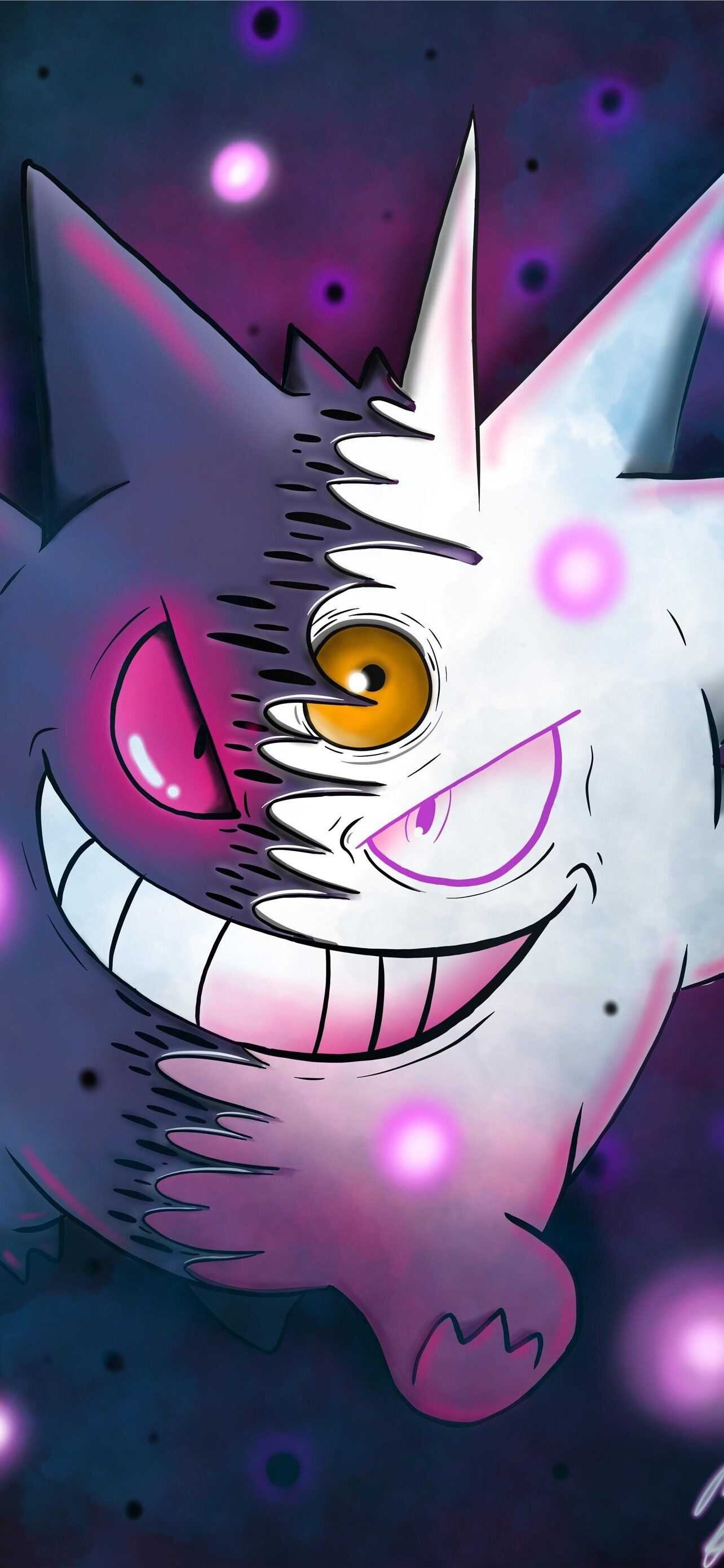 Ghost Pokemon: Gengar, can be found in caves and dark places. 1290x2780 HD Wallpaper.