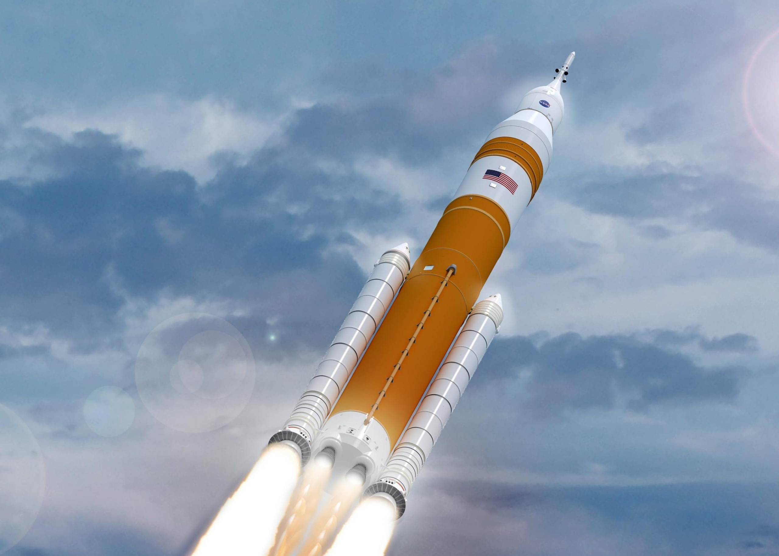 Spacecraft: NASA Artemis Mission, SLS Rocket, Planetary exploration. 2560x1830 HD Background.