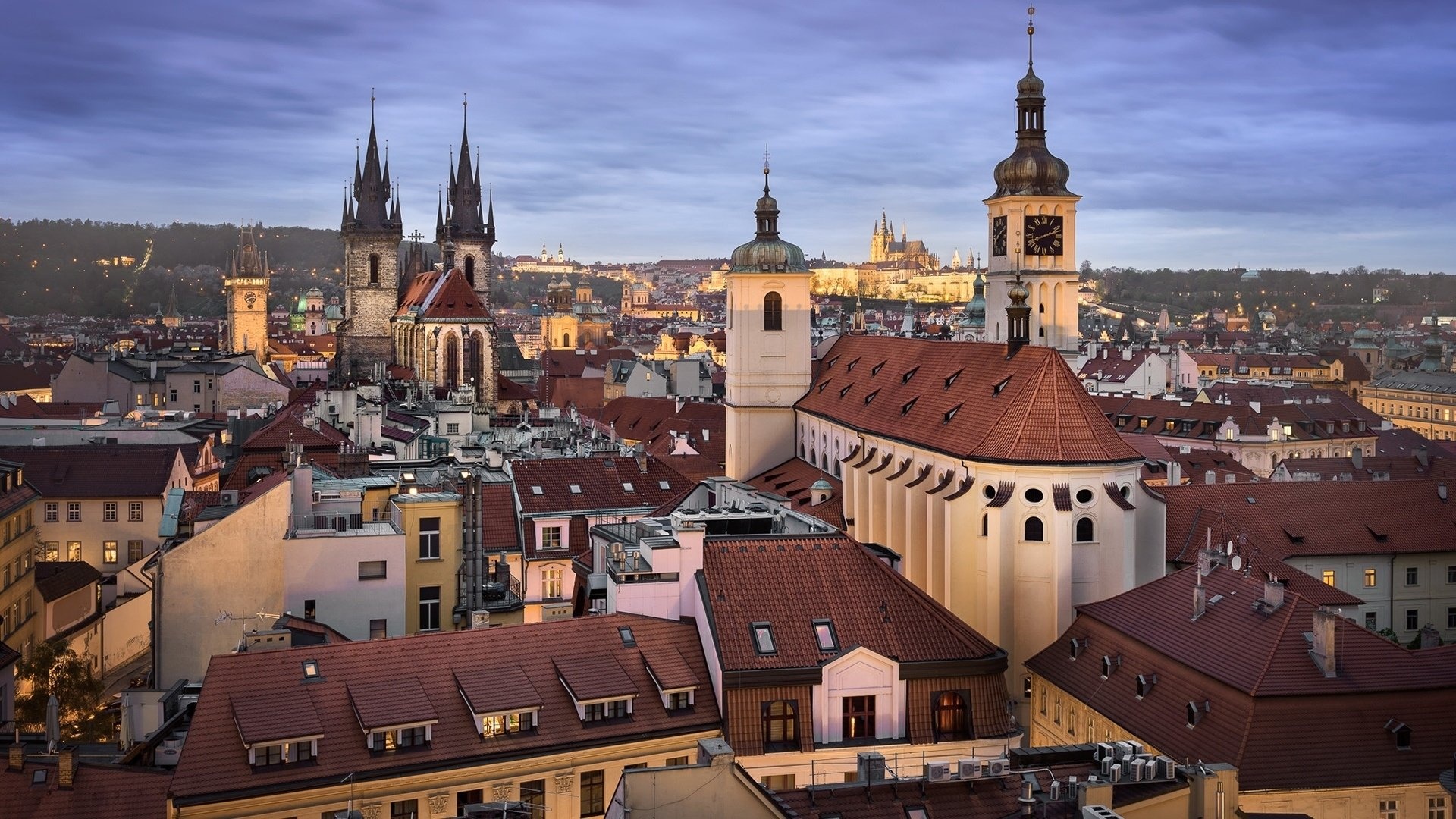 Prague: One of the most visited European cities, Metropolitan area. 1920x1080 Full HD Background.