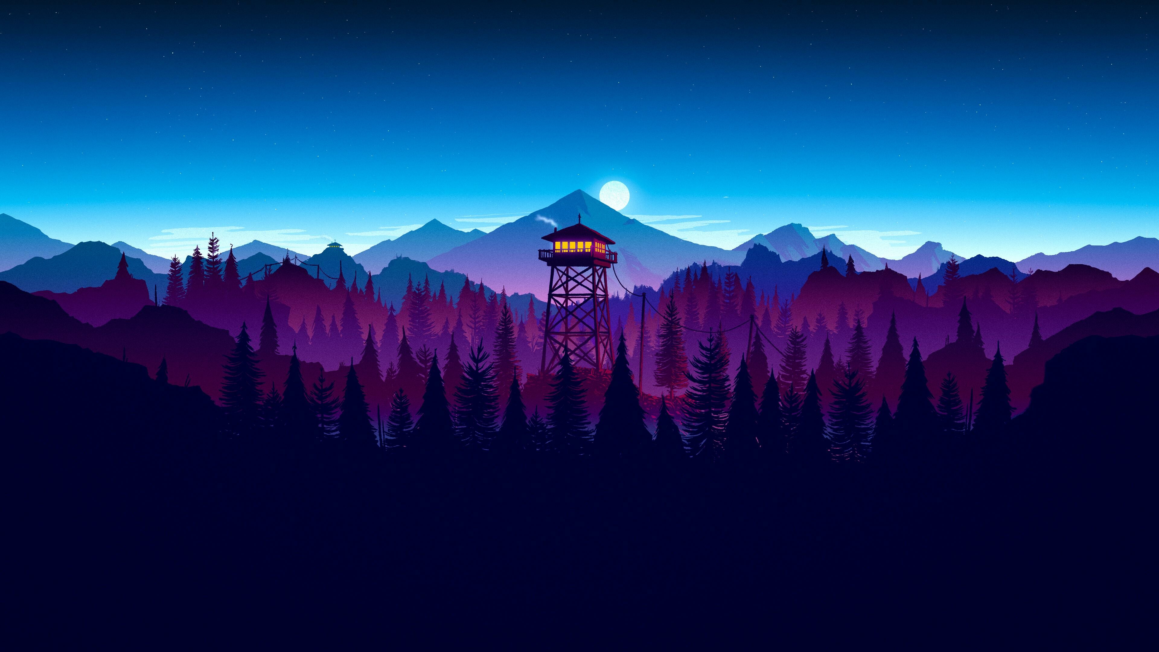 Firewatch: An action game produced by Gabe McGill and artist Jane Ng. 3840x2160 4K Background.