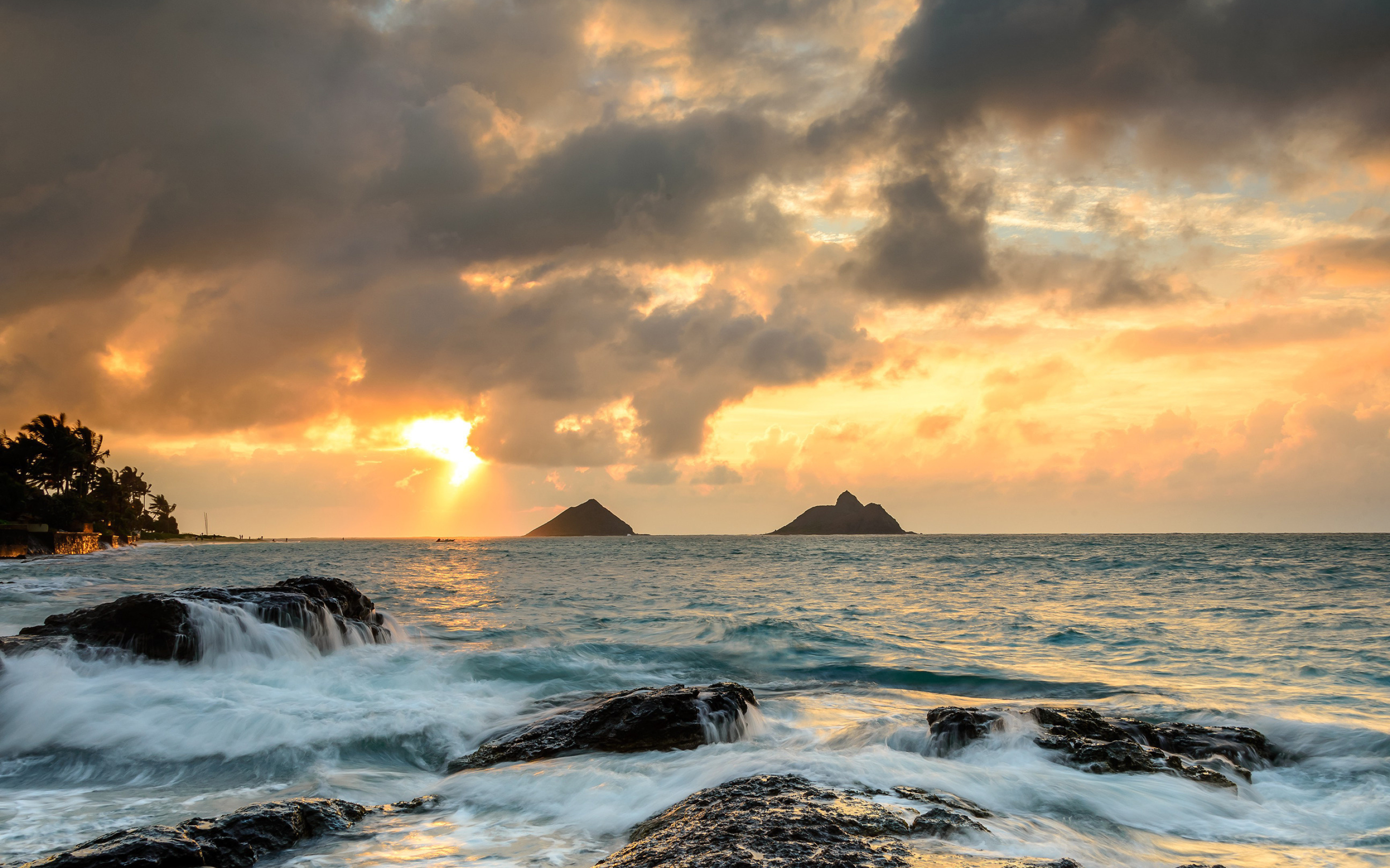 Sunrise at Lanikai, Hawaiian paradise, Beach wallpaper, Serene coastal scene, 2880x1800 HD Desktop