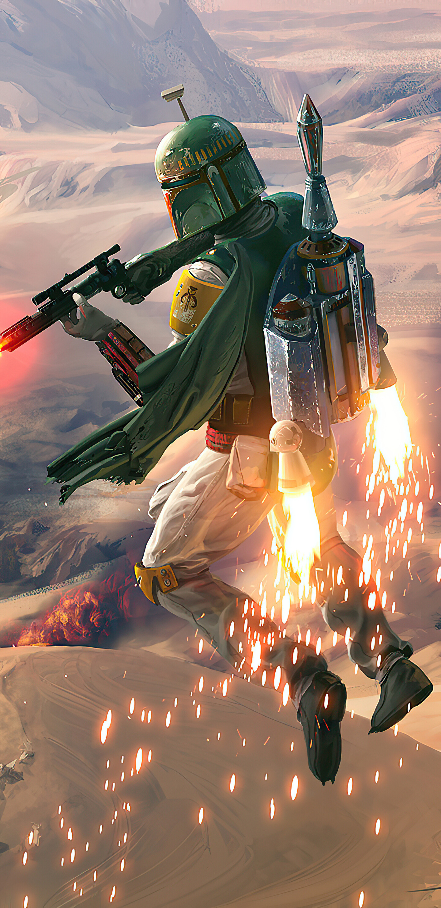 The Book of Boba Fett: A fictional character in the Star Wars franchise, First appearing in the Star Wars Holiday Special, 1978. 1440x2960 HD Background.