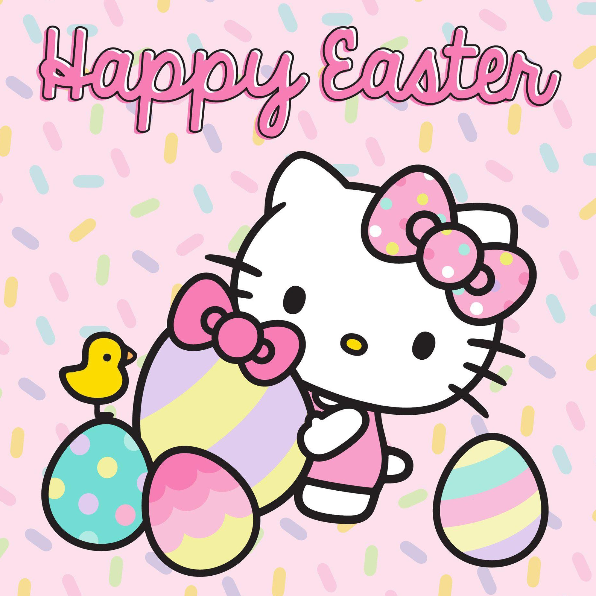 Hello Kitty Easter, Happy Easter, Cute and cheerful, Hello Kitty vibes, 2050x2050 HD Handy