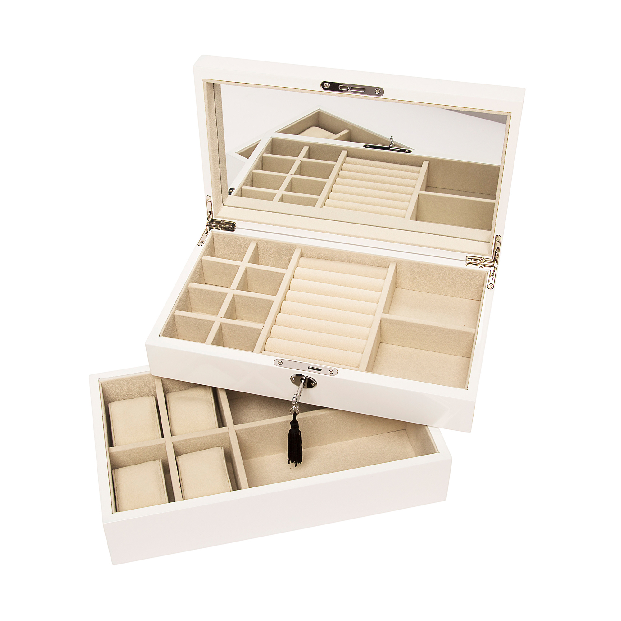 Brouk \u0026 Co. White Stackable Wooden Jewelry Box and Watch Tray | Ross-Simons 2000x2000