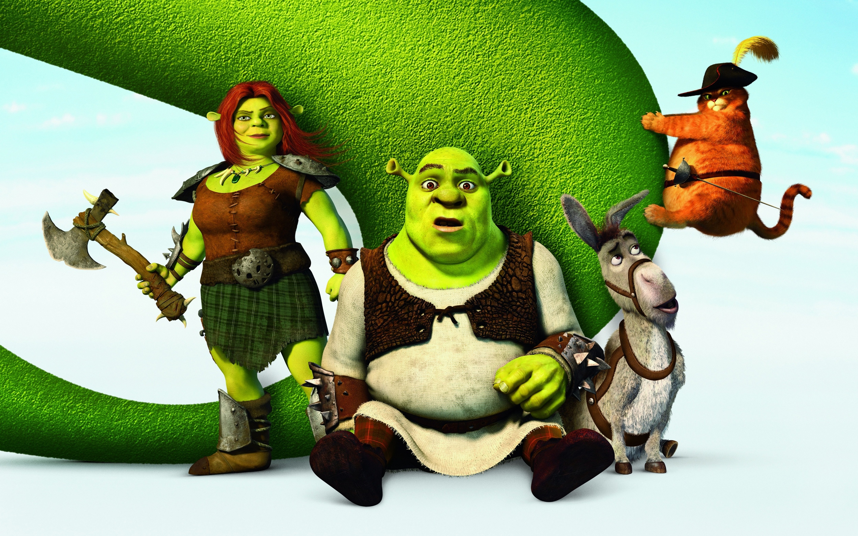 Fiona (Shrek), Cartoon hut, Donkey, Shrek, 2880x1800 HD Desktop