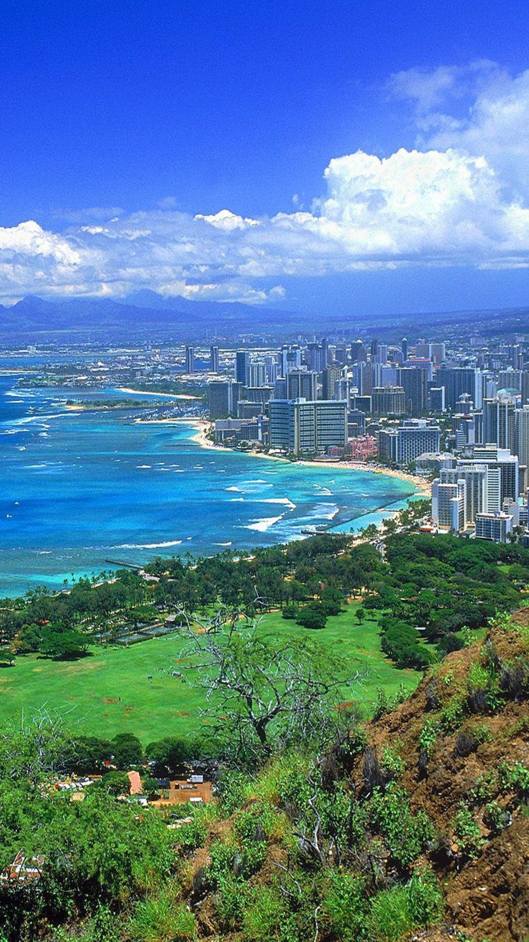 Honolulu: Miami beach landscape in Honolulu. 1080x1920 Full HD Background.