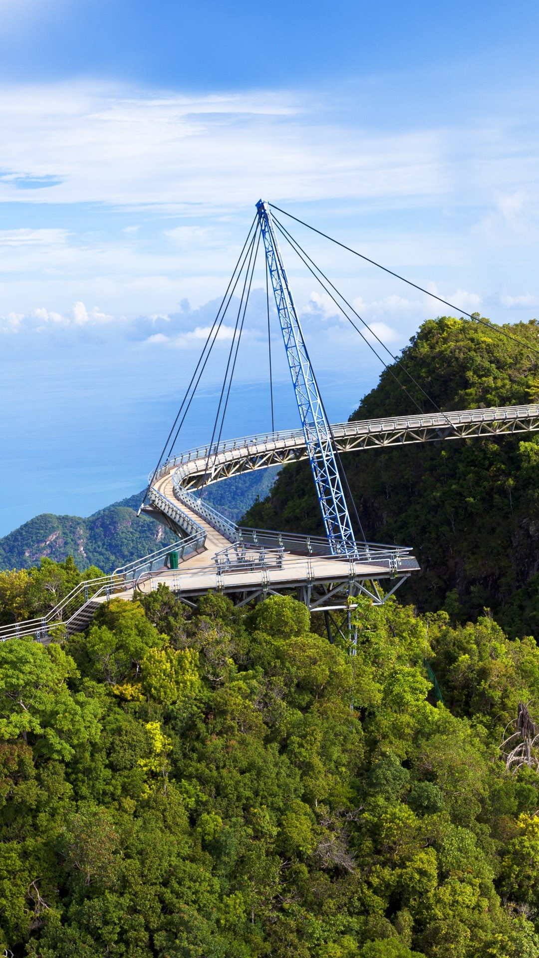 Langkawi, Sky bridge, Tropical rainforest, Island landscape, 1080x1920 Full HD Phone