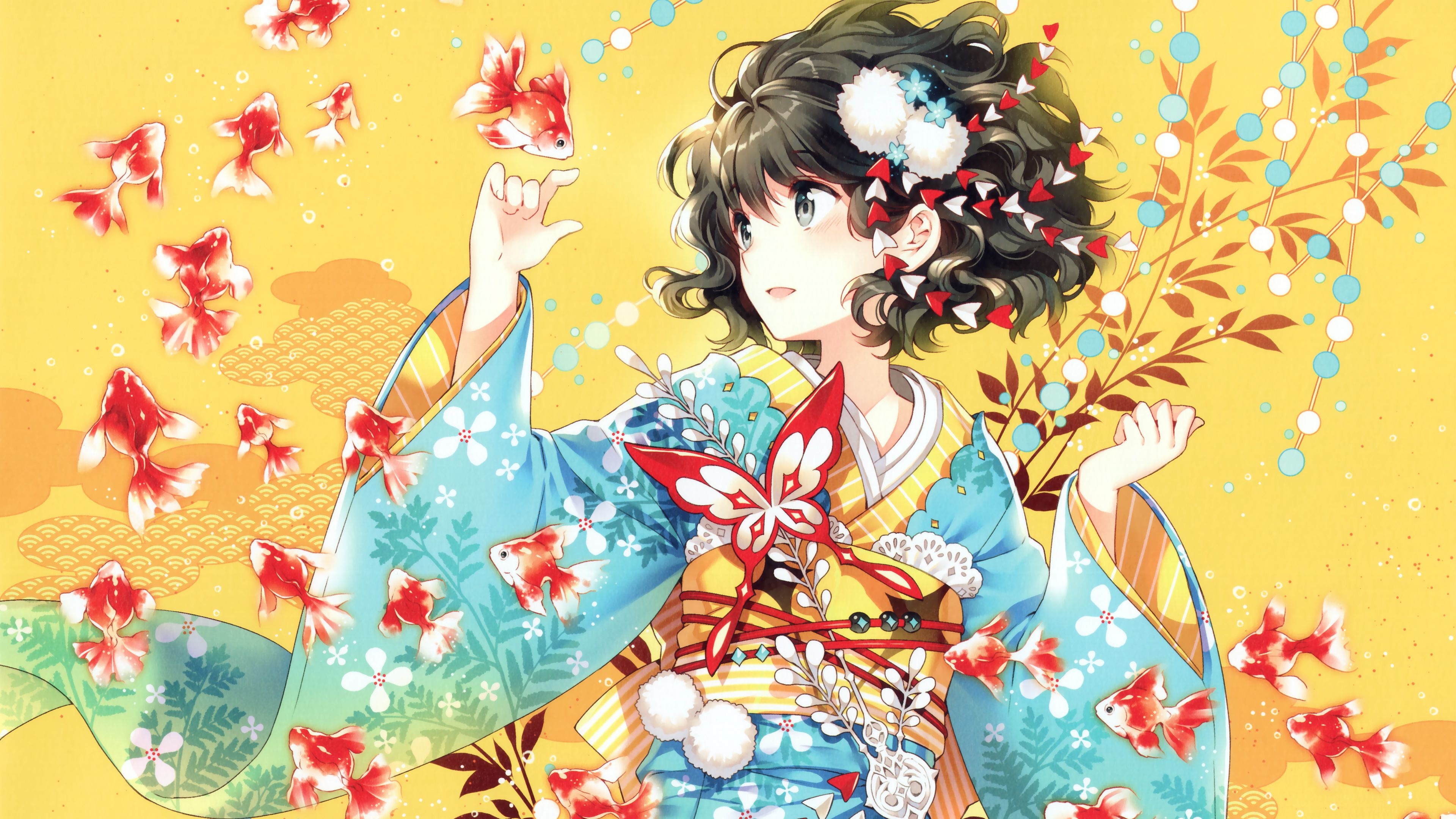 Kimono girl, Anime wallpapers, Traditional attire, Japanese beauty, 3840x2160 4K Desktop