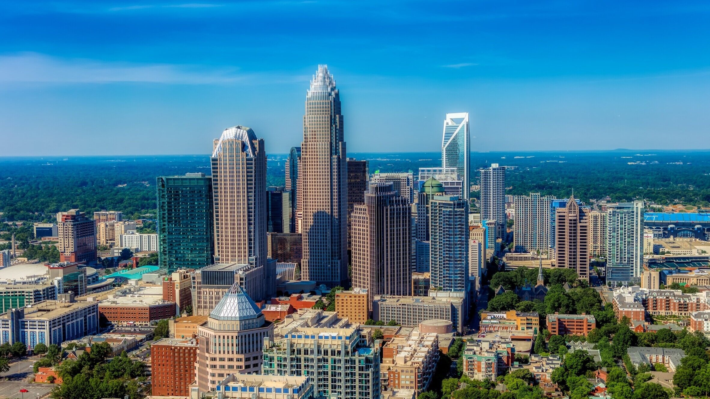 North Carolina: Charlotte, Home to the 10 national parks and 41 state parks. 2370x1330 HD Background.