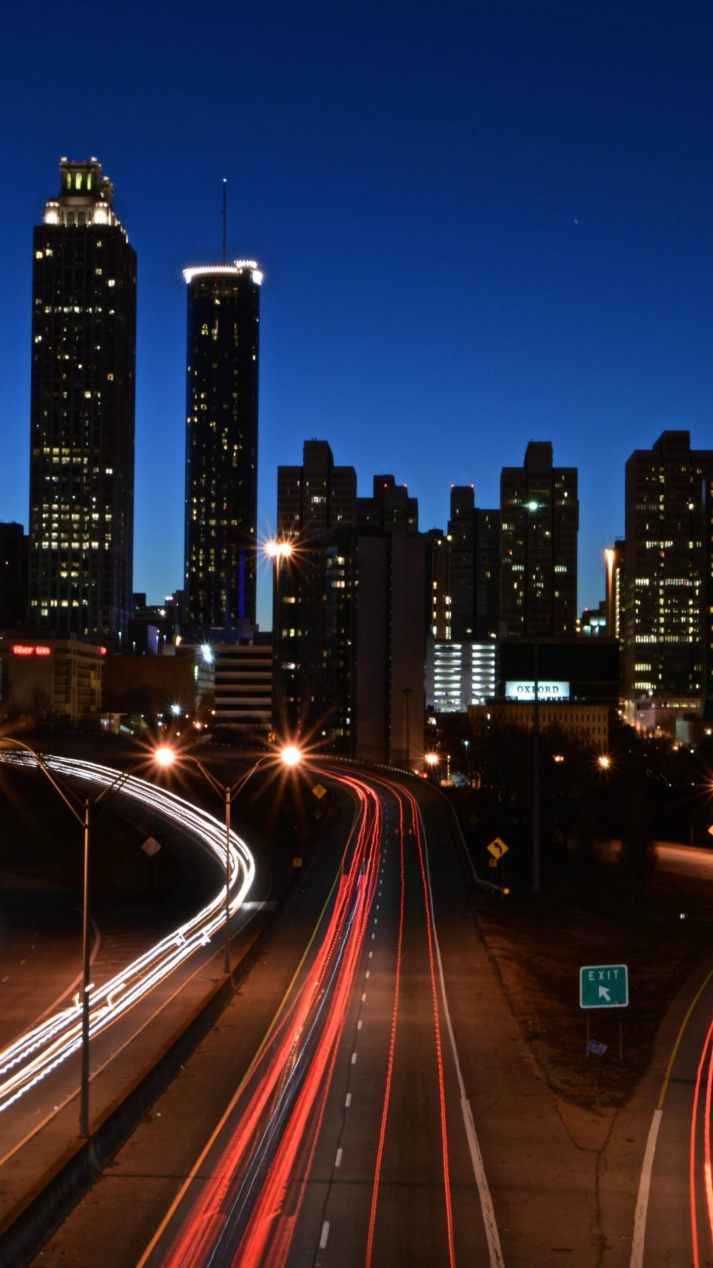 Atlanta skyline wallpapers, Download, Atlanta skyline at night, Atlanta falcons, 1440x2560 HD Phone