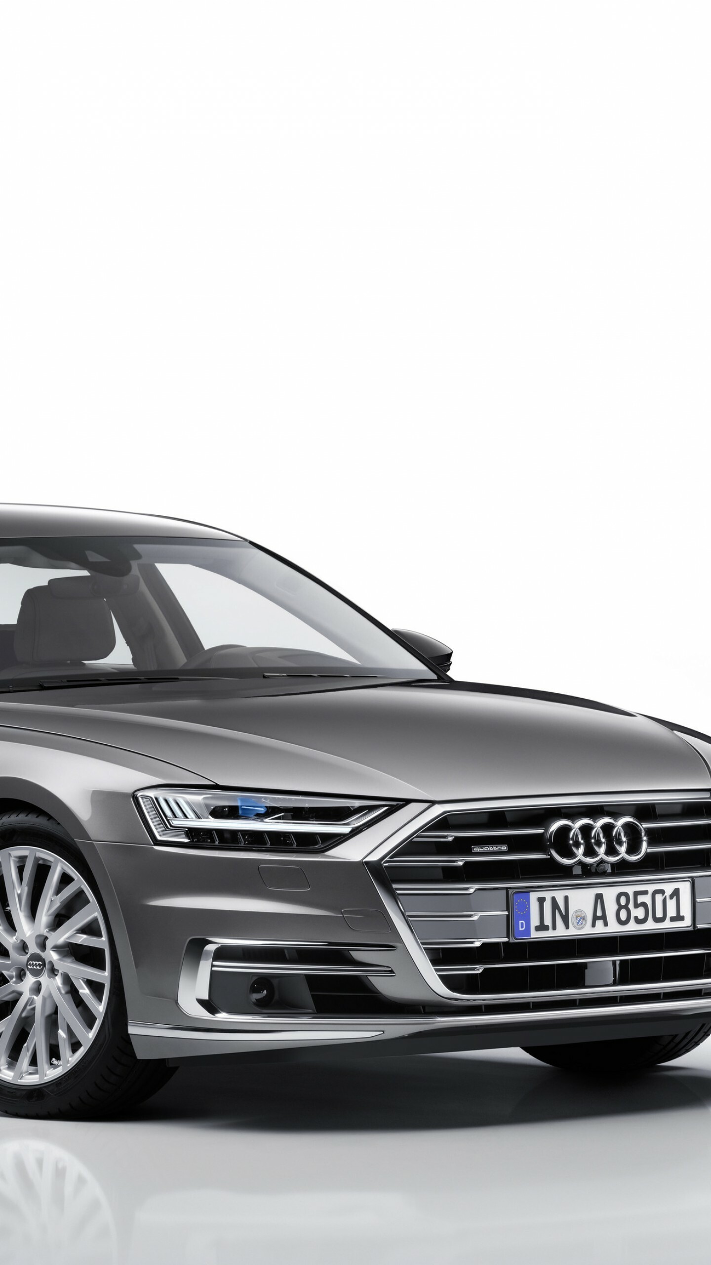 Audi A8: L, Long, Based on the Volkswagen Group MLB platform. 1440x2560 HD Wallpaper.