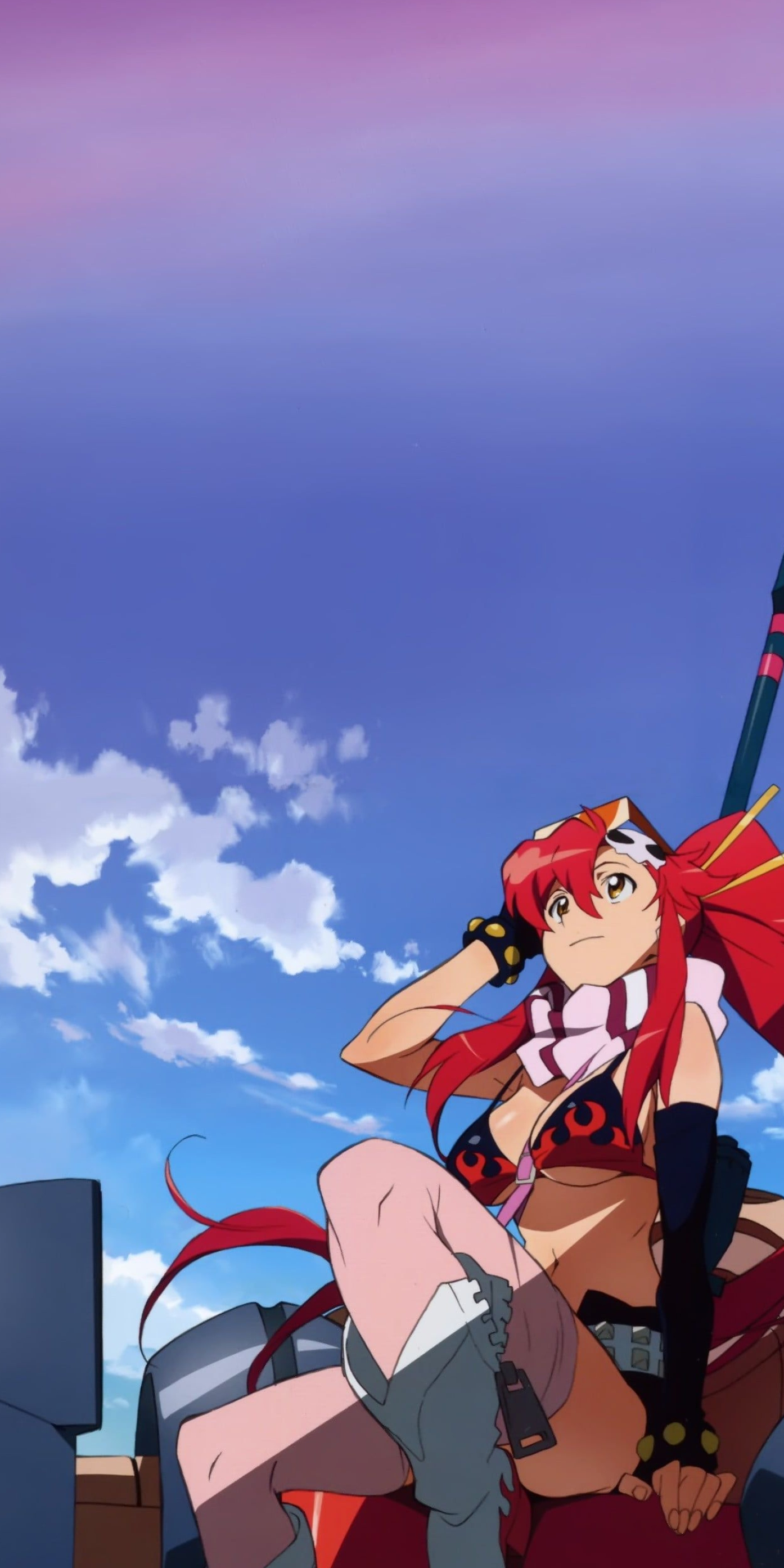 Yoko character, Tengen Toppa Gurren Lagann, HD anime wallpaper, Fiery red-haired beauty, 1400x2790 HD Handy