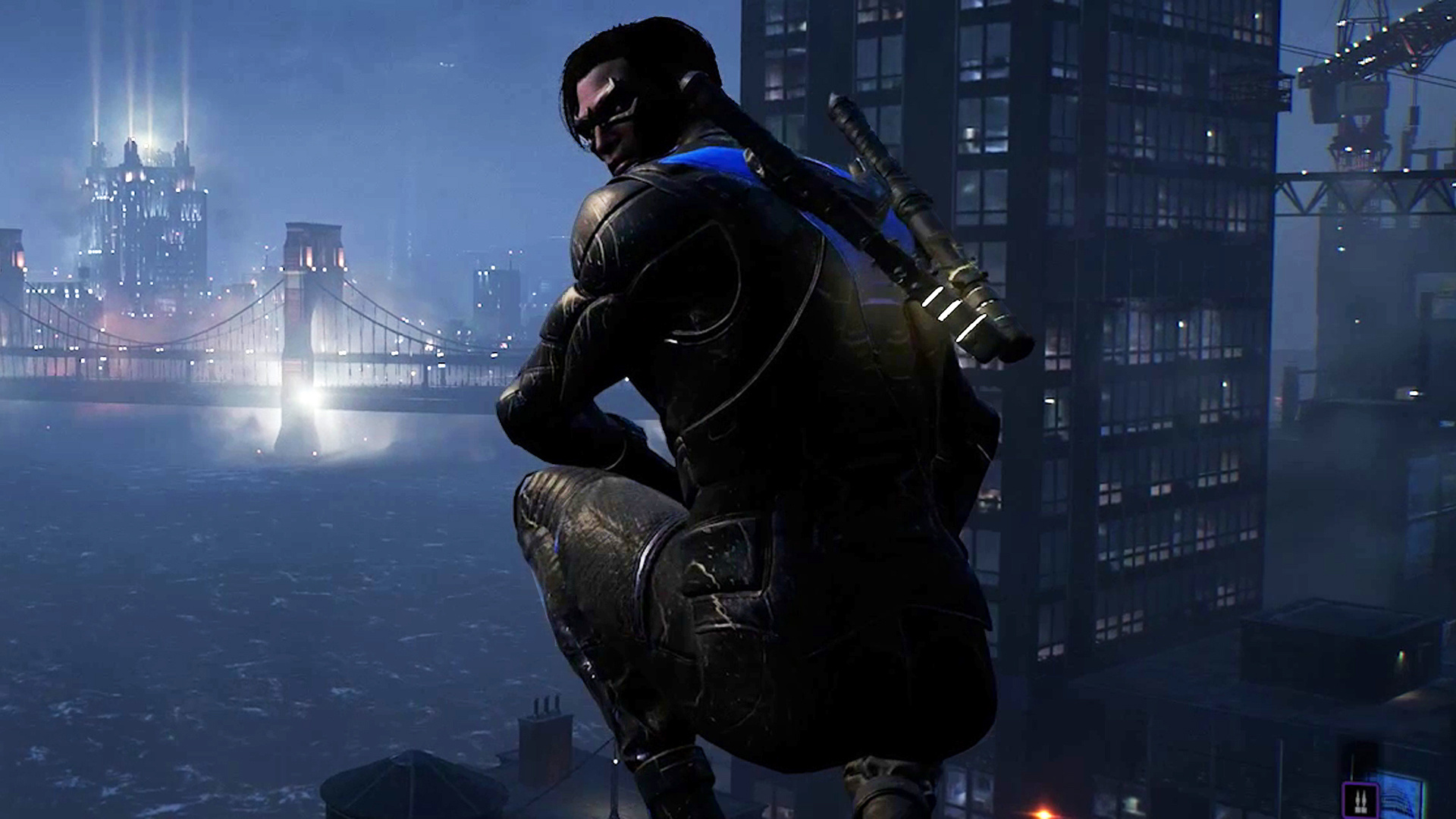Gotham Knights (Game): Nightwing, Dick Grayson, The first-ever iteration of Robin. 1920x1080 Full HD Background.
