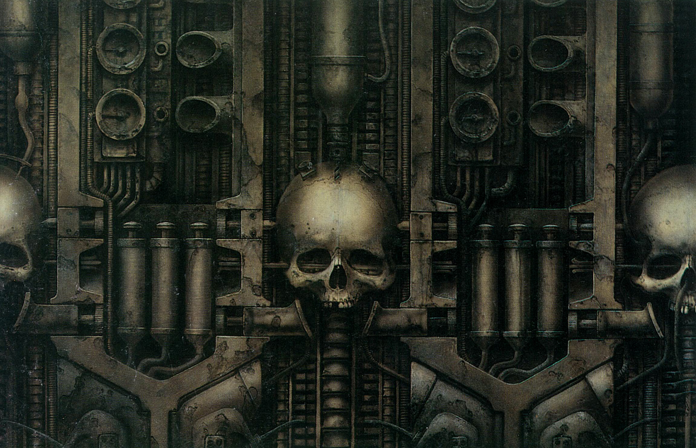 H.R. Giger: Necronomicon Parts 1 And 2, Dark Evil Surreal Worlds, 1977. 2300x1480 HD Background.