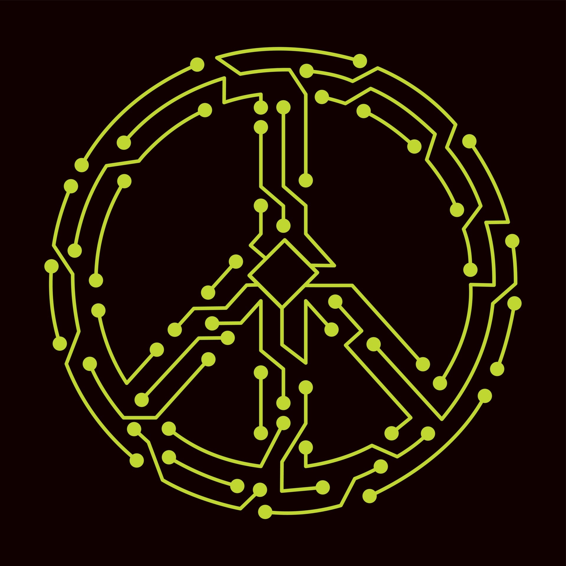 Pacifist symbol, Electric scheme, Vector art, Peaceful expression, 1920x1920 HD Phone