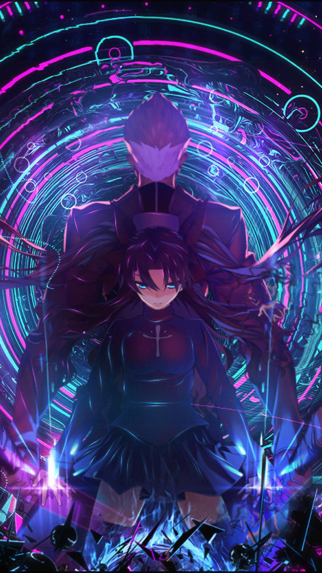 Fate/stay night, Tohsaka images, Anime background, Mage family, 1080x1920 Full HD Phone